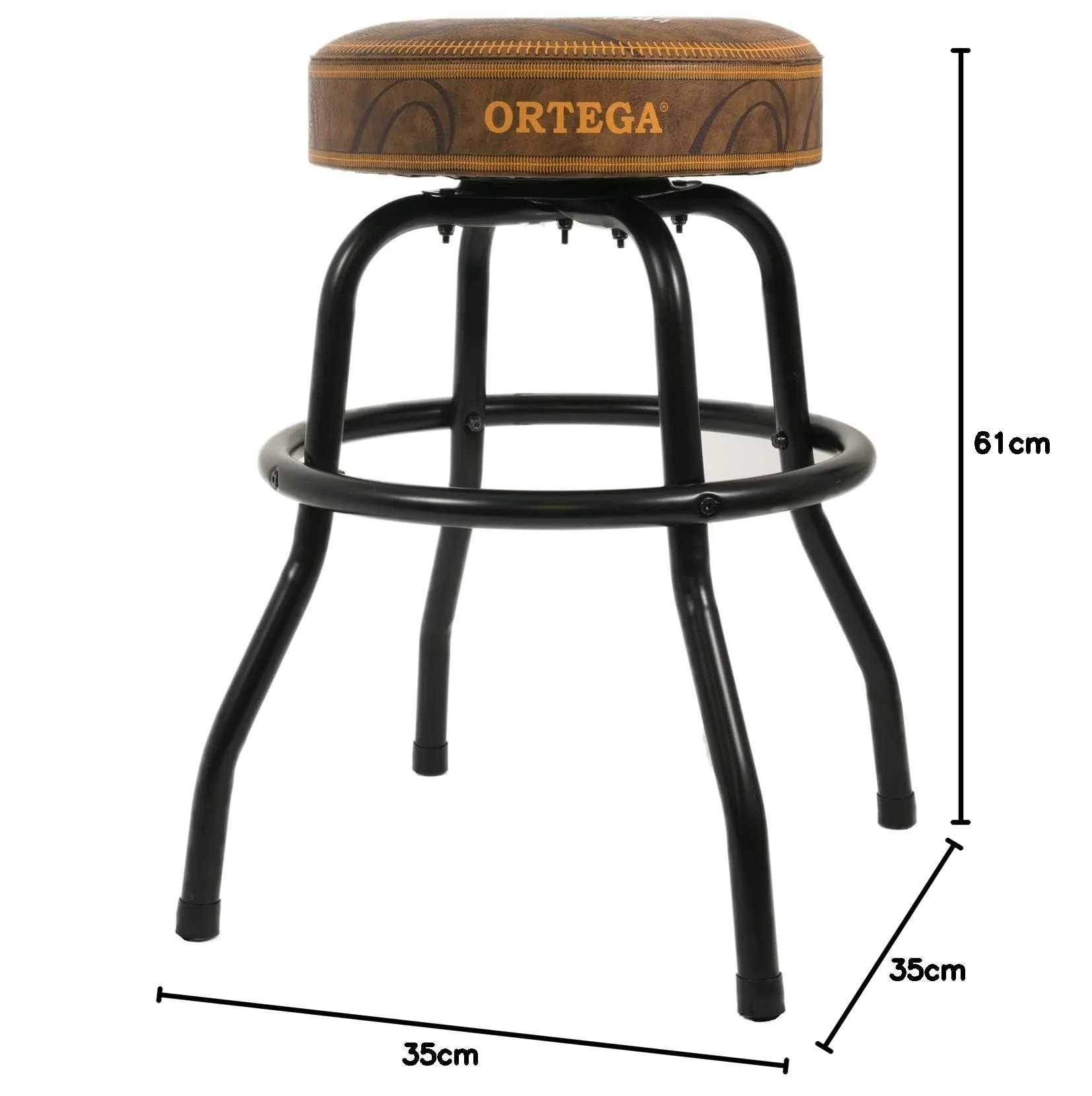 Ortega Guitars Wyściełany stołek sceniczny - na scenę, bar, studio, salon wystawowy - wysokość 61 cm - brązowy vintage (OBS24V2)