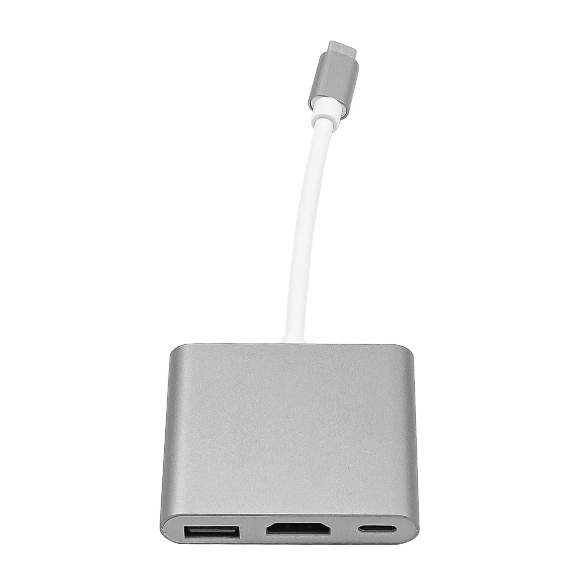 Alnicov USB Type C 3 W 1 Męski do HDMI VGA Typ C Żeński USB 3.1 Hub Adapter 4K dla Laptopu S8+ S9+ Projektor Monitor (Szary)
