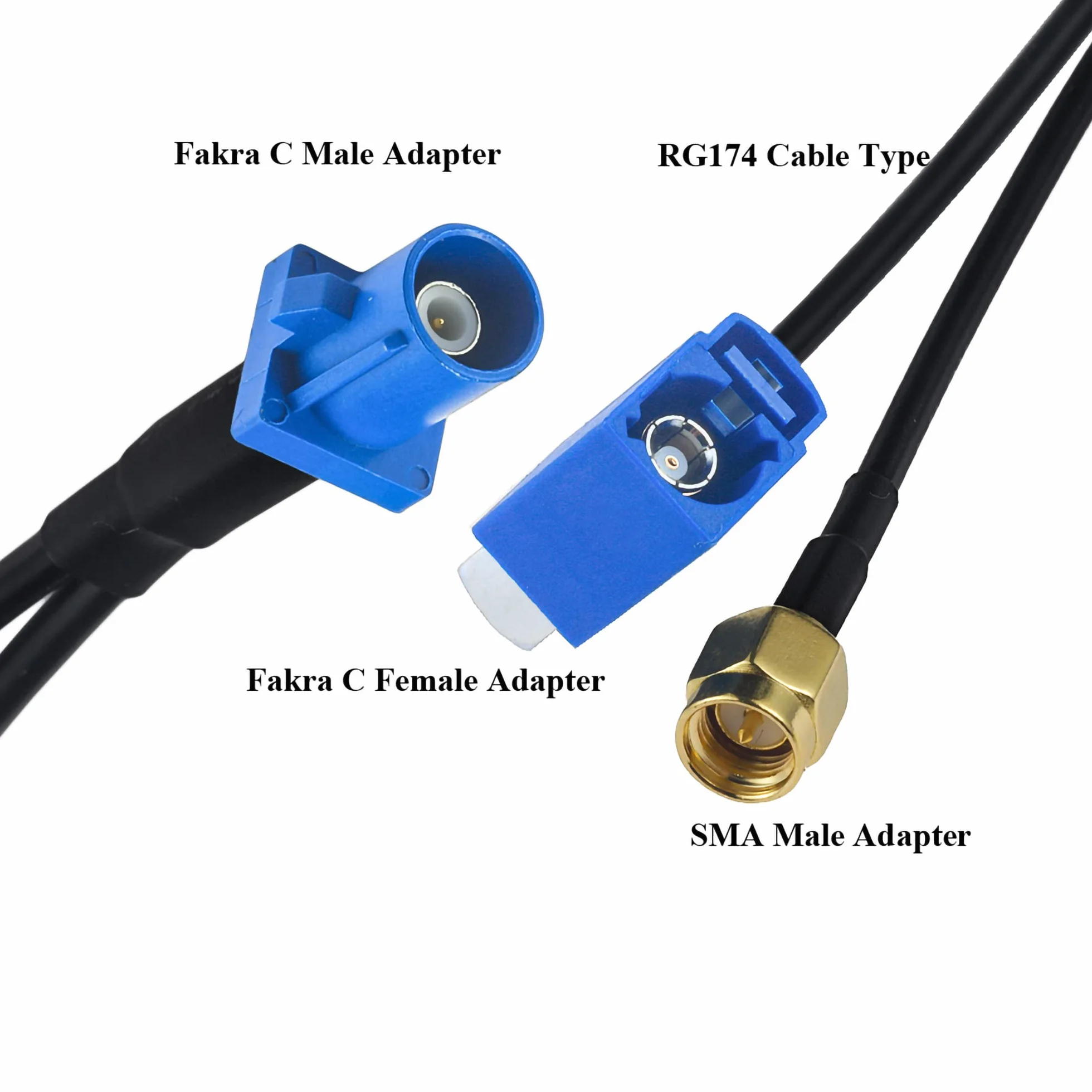 TUOLNK 6-calowy Fakra C męski na SMA męski i Fakra C żeński przedłużacz koncentryczny Kabel koncentryczny RF Splitter Kabel RG174 Pigtail w kształcie litery V Opakowanie 2 szt.