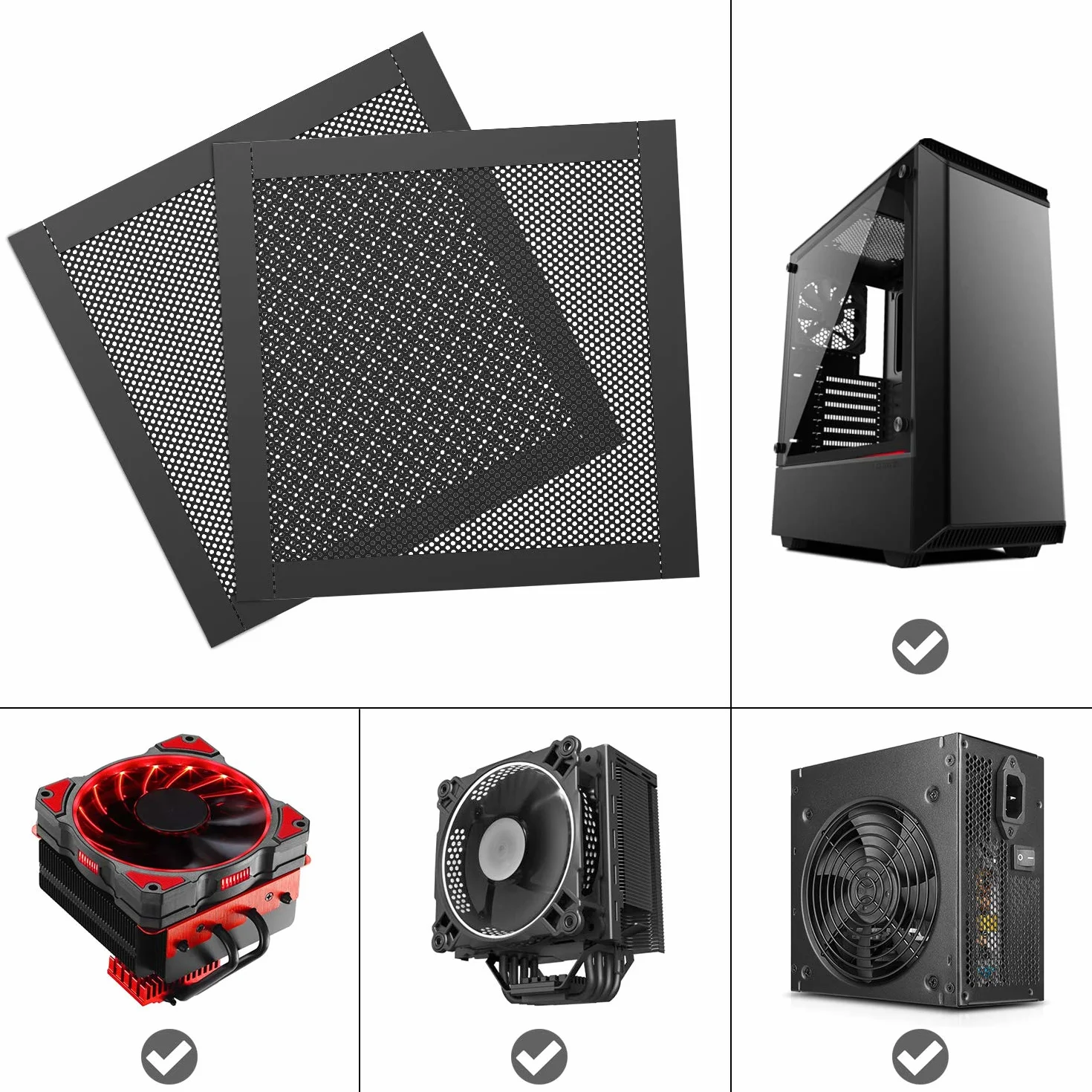 MoKo 120 mm PCW PC wentylator chłodzący filtr przeciwpyłowy, 4 sztuki, ramka magnetyczna, wentylator PC, ochrona przed kurzem, kratka ochronna do komputera, ochrona przed kurzem, kratka wentylatora