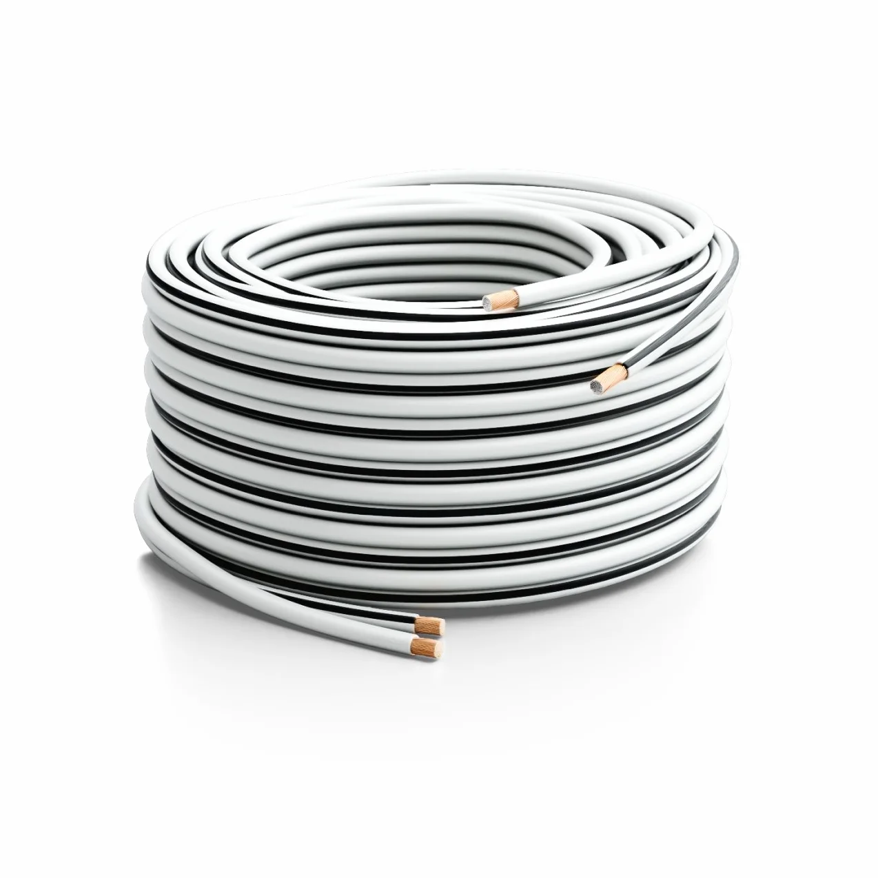 deleyCON 50m Kabel Głośnikowy 2x 0,75mm² Przewód Głośnikowy Aluminium Pokryte Miedzią CCA 2x24x0,20mm Lica Oznaczenie Biegunowości - Biały