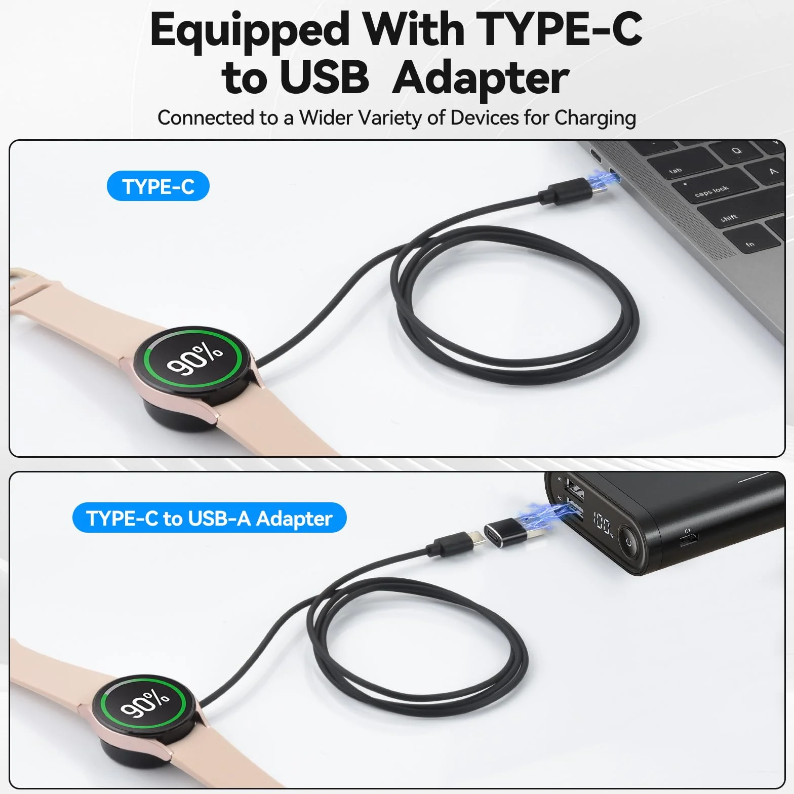 aceyoon Ładowarka USB C do Samsung Galaxy Watch 7 / Ultra/6/6 Classic, stacja ładująca do Samsung Watch 5/5 Pro / 4/4 Classic/ 3 / FE/Active 2/1, smartwatch ładowarka