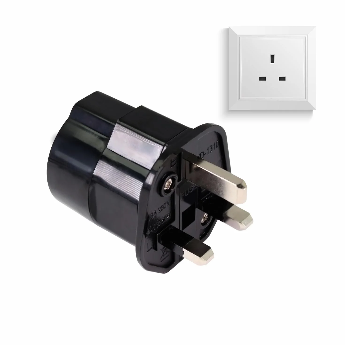 OcioDual Adapter gniazda wtykowego Anglia, adapter podróżny typu G, adapter Anglia, wtyczka niemiecka, adapter UK na UE, adapter podróżny UK, wtyczka europejska do UK, 2-pinowa do 3-pinowa, czarna