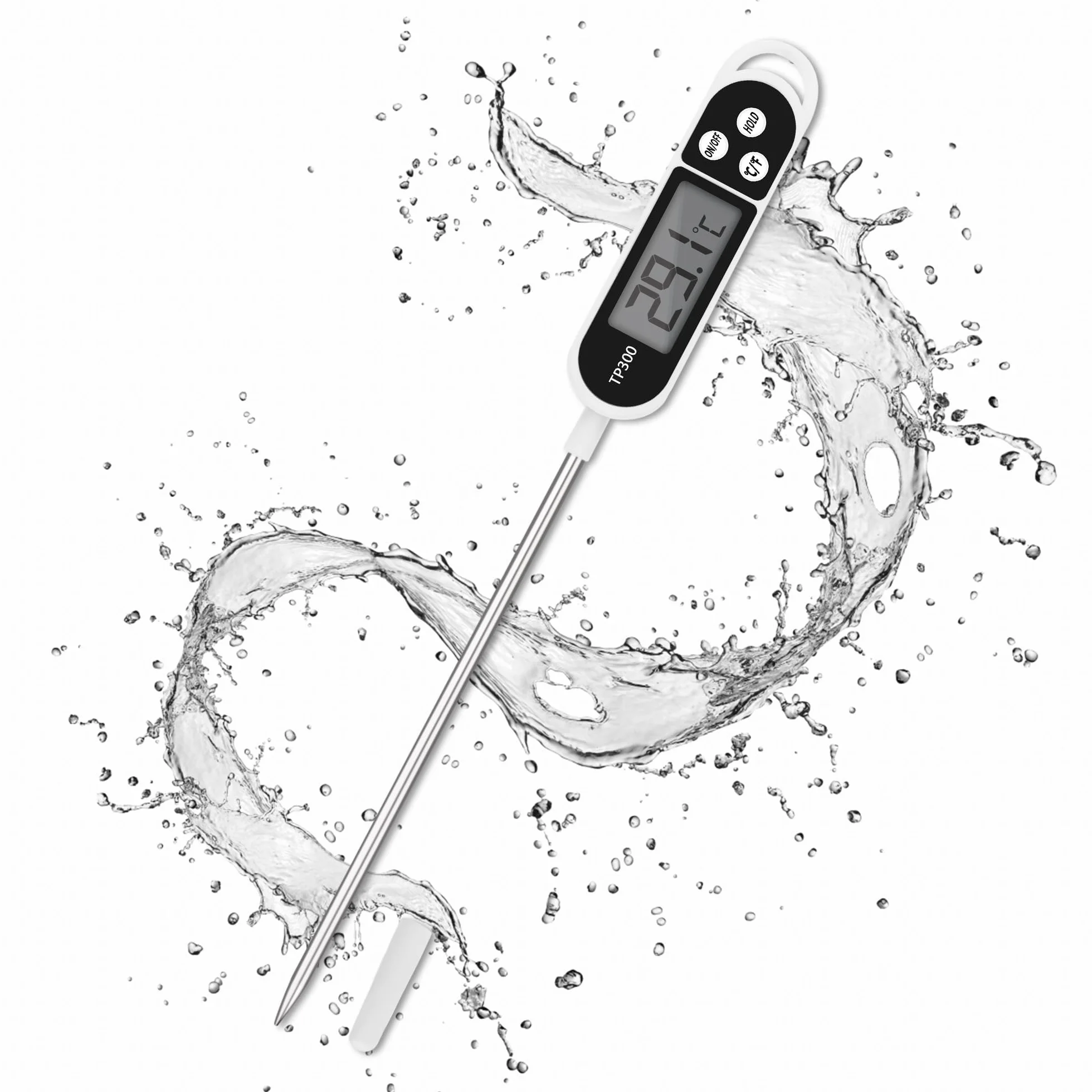 Cyfrowy termometr kuchenny, termometr kuchenny LCD z długą sondą, natychmiastowy odczyt, domowy termometr do grillowania, grillowania, mleka, mięsa, wody (-50°C do +300°C)