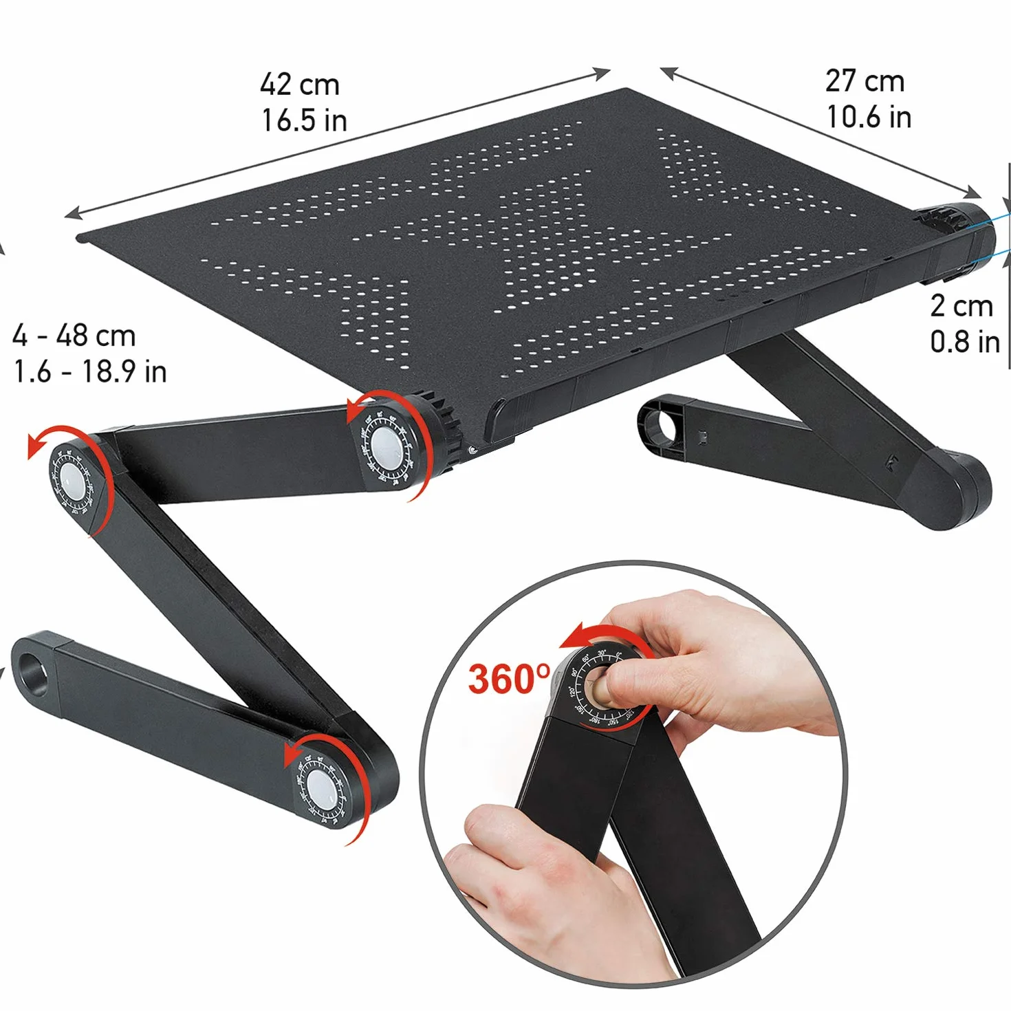 Wonder Worker Newton, składany stolik na laptopa, stojak na tablet i laptop, designerski stół do czytania do łóżka krzesła i sofy, ergonomiczny, wszechstronny regulowany, lekki aluminium