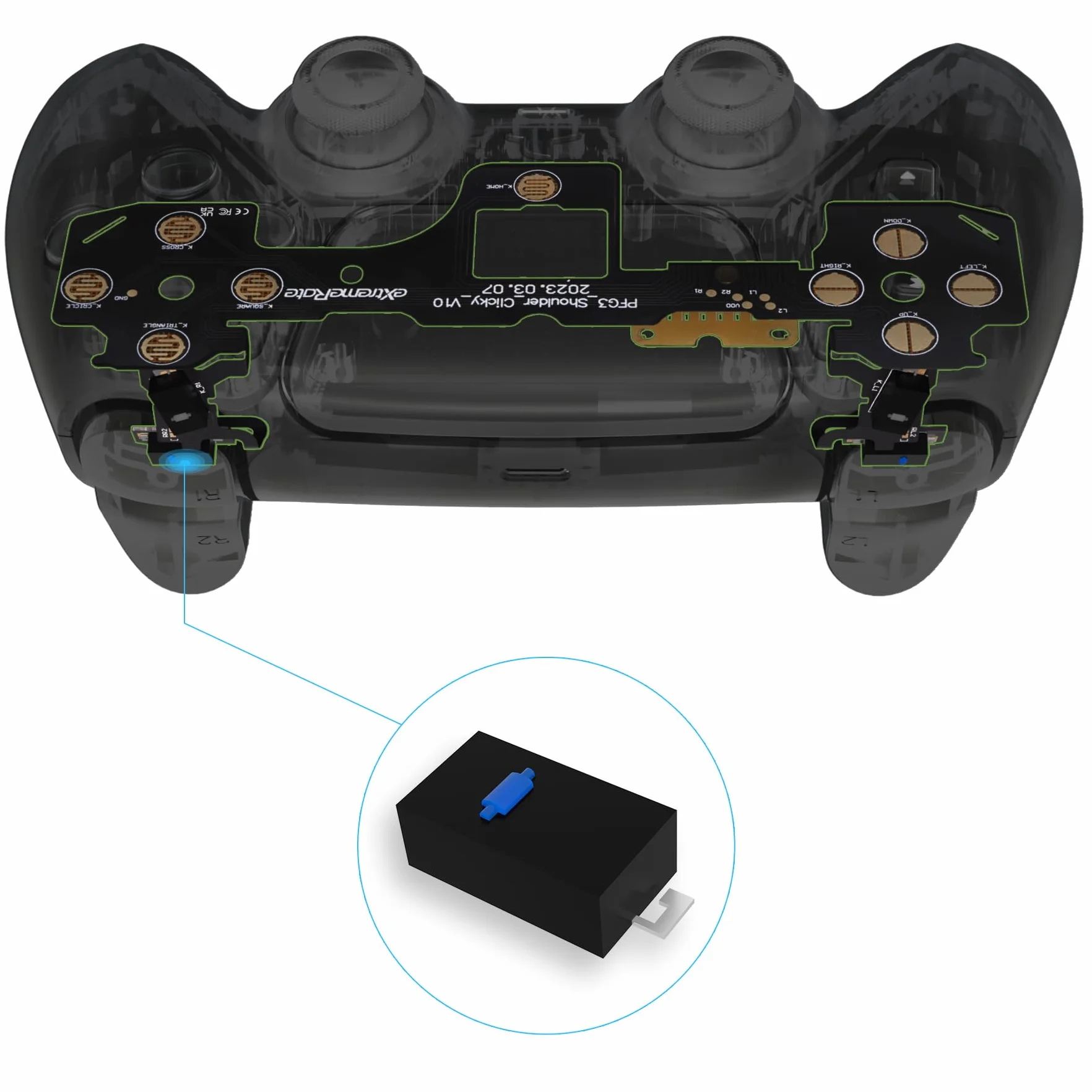 eXtremeRate Micro Switch — Lekka Wersja Clicky Hair Trigger Kit do Kontrolera ps5 Przyciski Naramienne, Ergonomiczny Micro Switch Przyciski Wyzwalające Zderzaka Kliknięcie Myszą do Kontrolera ps5 BDM-030