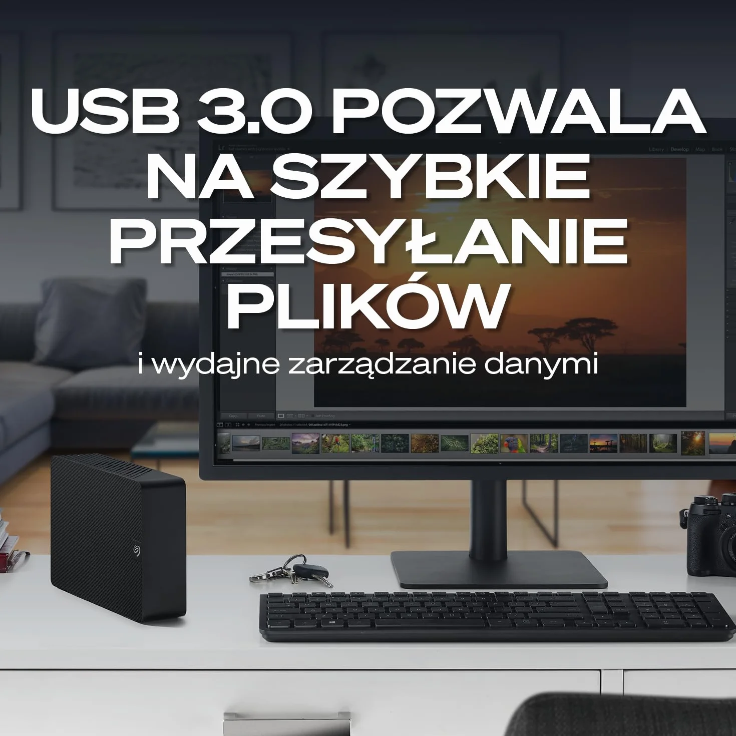 Seagate Expansion Desktop, 10TB, Zewnętrzny dysk twardy Seagate - USB 3.0, Rescue Data Recovery Services (usługi odzyskiwania danych) (STKP10000400)