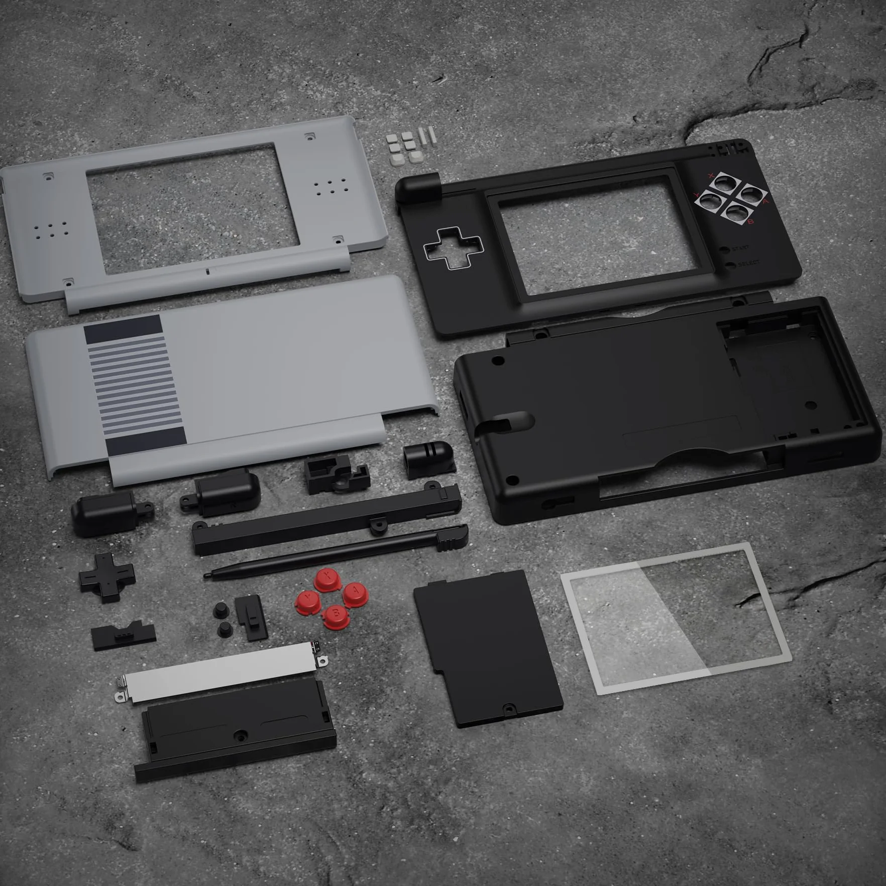 eXtremeRate Pełna wymienna obudowa do Nintendo DS Lite, obudowa z wymiennym przyciskiem do Nintendo DS Lite, konsola nie jest dołączona, klasyczny styl NES