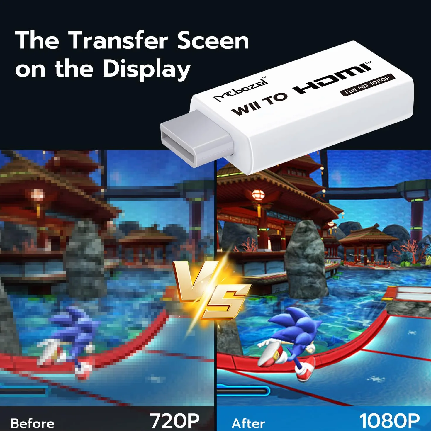Adapter Wii HDMI, Mcbazel Wii na HDMI, konwerter adapterów wideo Full HD 1080P z audio 3,5 mm