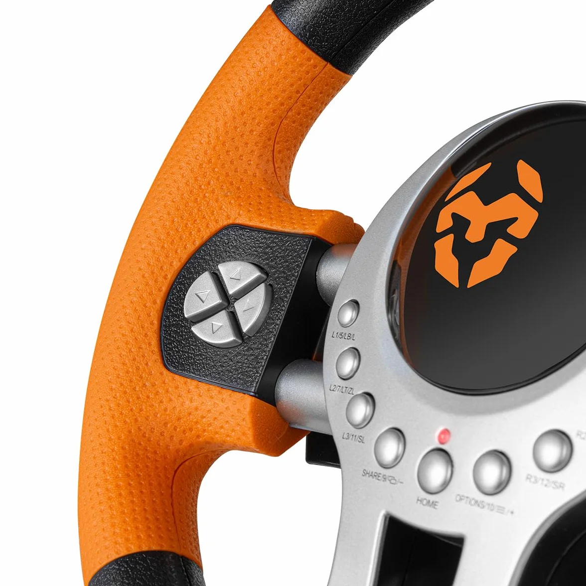KROM K-DRIVER Wieloplatformowy zestaw kierownicy i pedałów, kompatybilny PC PS3 PS4 XBOX, czarno-pomarańczowy