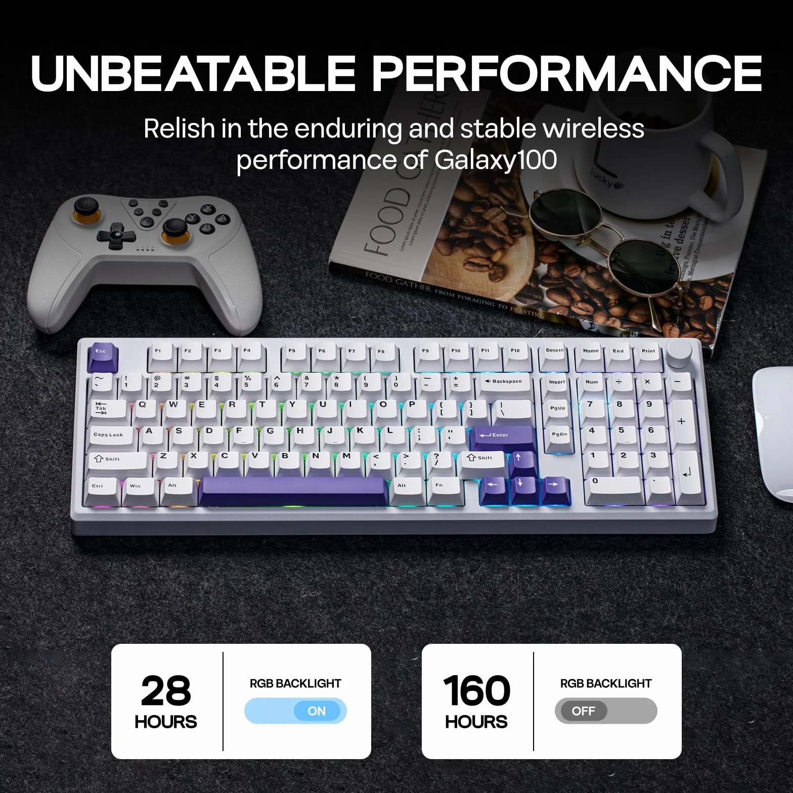 EPOMAKER Galaxy100 QMK/Via pełnowymiarowa mechaniczna klawiatura do gier, USB-C/BT/2,4 GHz, bateria 8000 mAh, CNC aluminium, numpad, Hot-Swap, Gasket