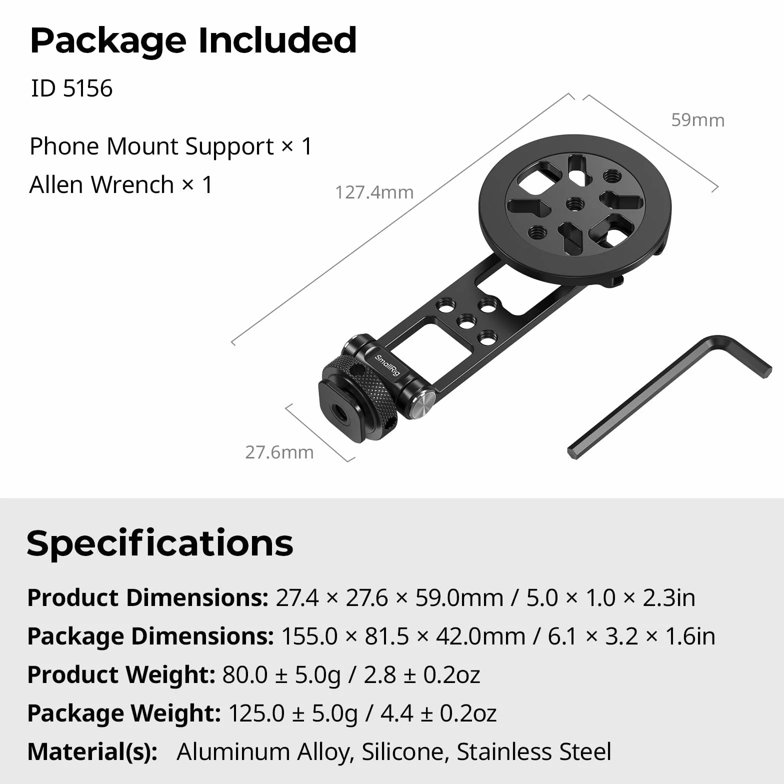 SMALLRIG Uchwyt magnetyczny Metal Phone Mount z mocowaniem na zimną stopkę, regulowany obrotowy uchwyt na statyw do iPhone'a, monitorowanie kamery, statywy, stabilizatory - 5156