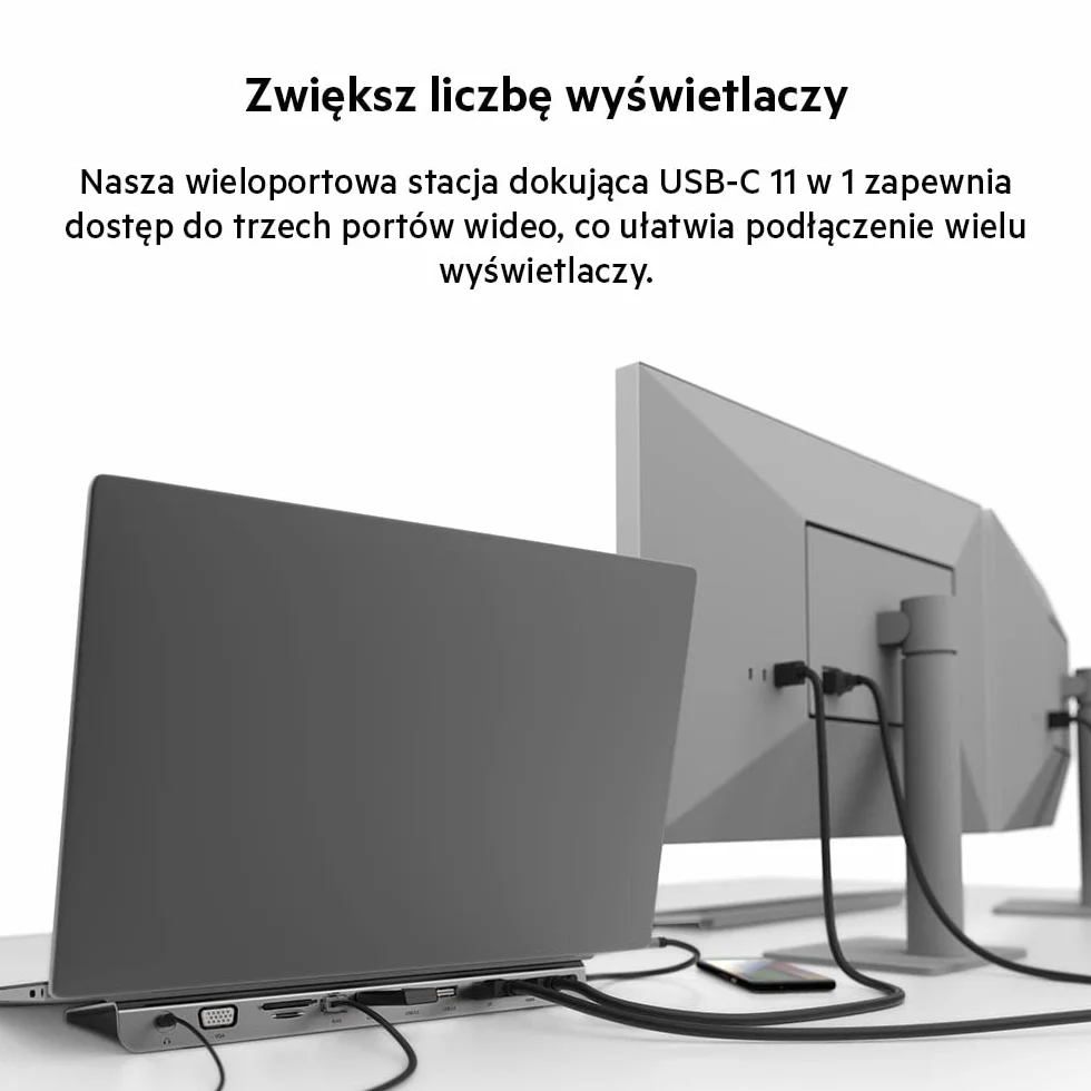 Belkin Wieloportowy koncentrator USB-C 11 w 1 z portami 4K HDMI, DP, VGA, ładowaniem przelotowym PD o mocy 100 W przez USB-C, 3 portami USB-A, 3,5 mm do laptopów MacBook* Pro, Air, XPS i nie tylko