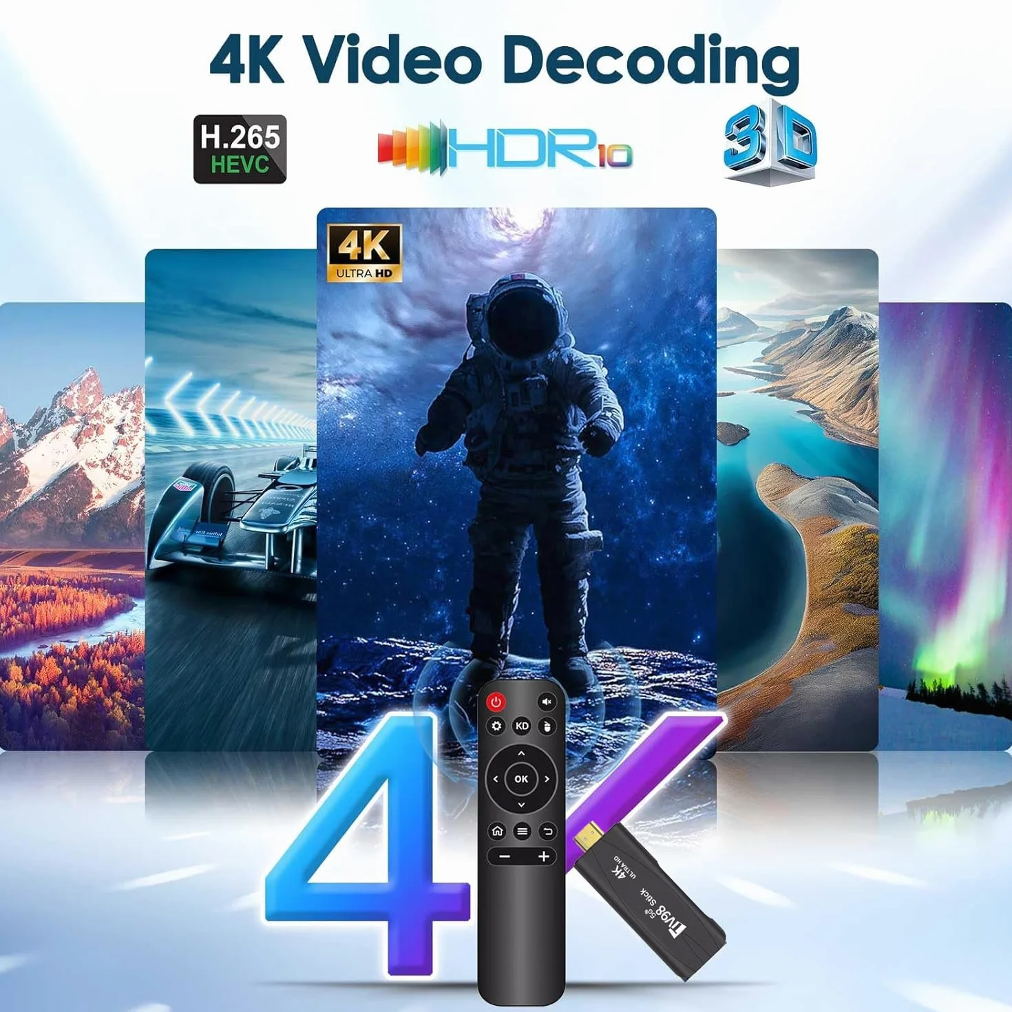 Android TV Stick 4K DDR4, 2 GB RAM, 16 GB ROM, H313, czterordzeniowy, 64-bitowy, WiFi5, Dual 2,4G/5G, WiFi, HDR10+ HD, Smart TV Stick Box (H 2+16)