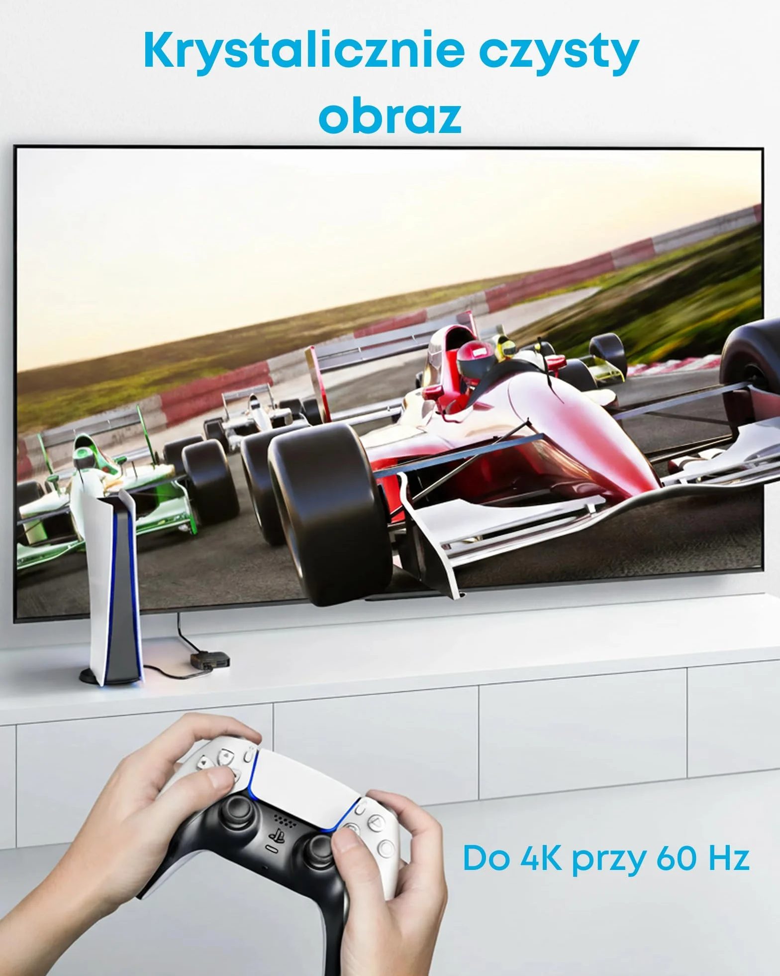 Przełącznik HDMI Anker, HDMI 4K@60Hz, 2 wejścia i 1 wyjście, gładkie wykończenie, zgodność z HDR, 3D, Dolby, kompatybilność z laptopami, komputerami PC