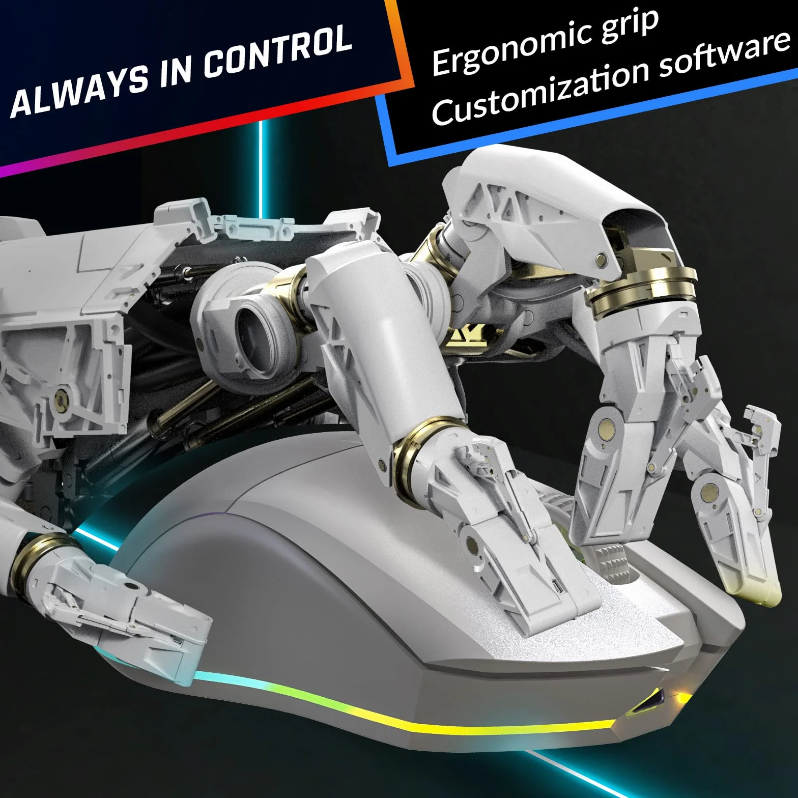 KLIM Blaze Pro Bezprzewodowa Mysz Gamingowa RGB 6000 DPI Czujnik Wysokiej Precyzji Biała