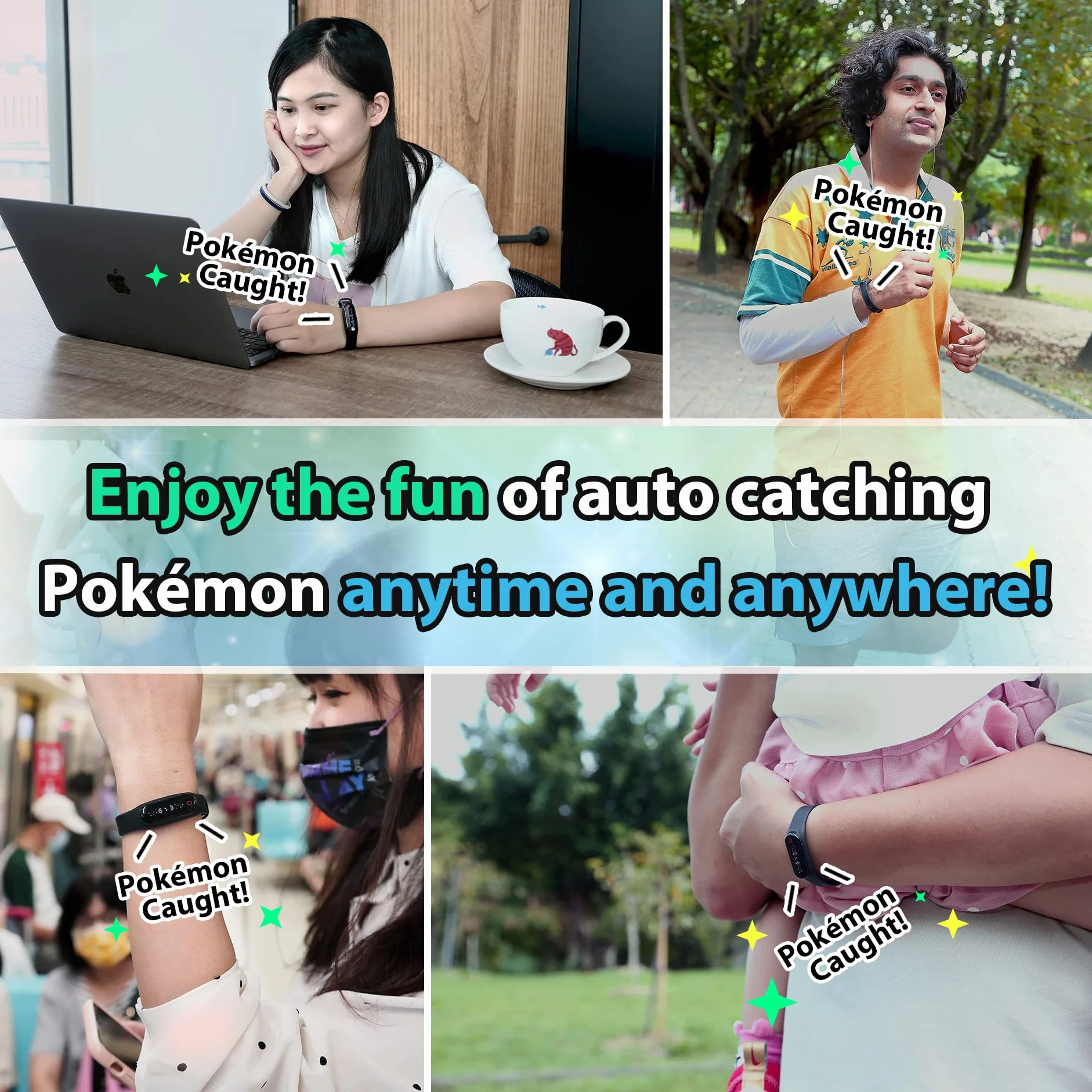 Pocket Auto Catch REVIVER 2022 bransoletka z ekranem dotykowym LED do Pokémon Go