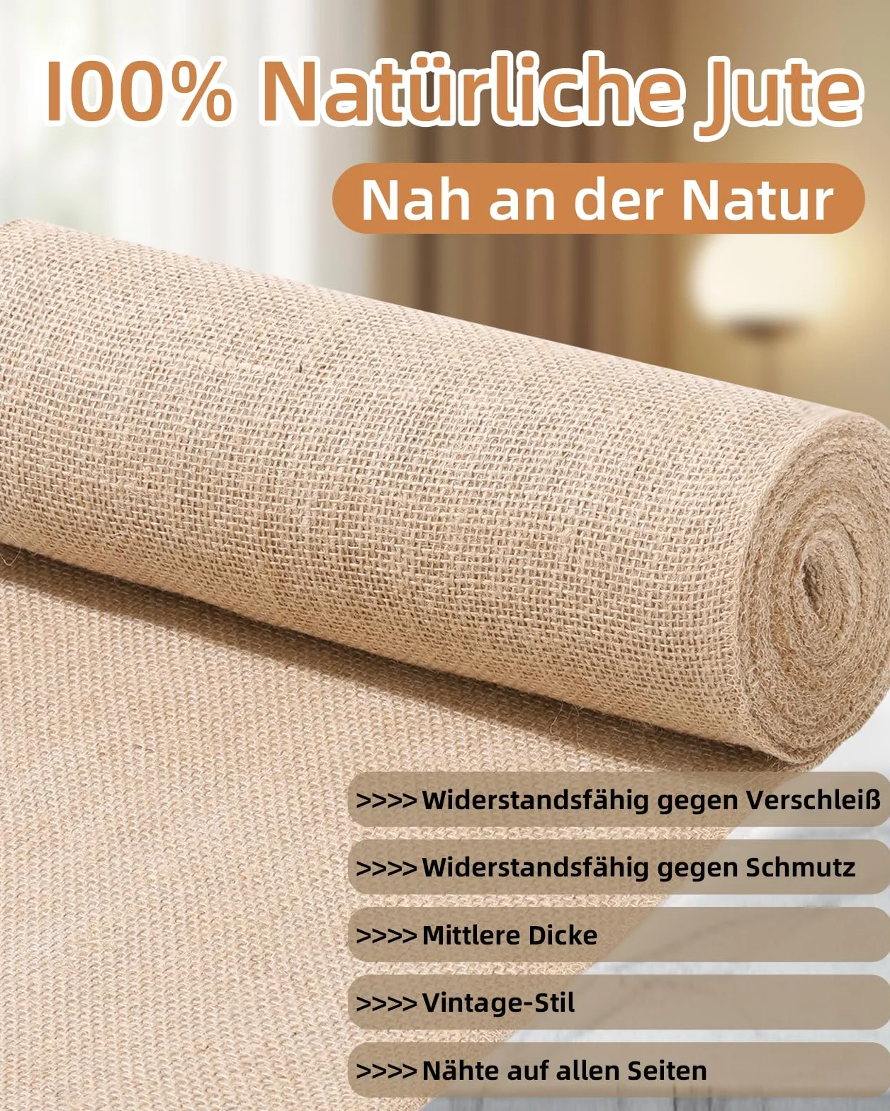 Bieżnik jutowy w rolce 30 cm x 10 m, 100% naturalny bieżnik z juty, możliwość przycięcia, 20 m sznurka jutowego, na stół, wesele, imprezę wiejską, komunię, rustykalna dekoracja stołu, "zrób to sam"