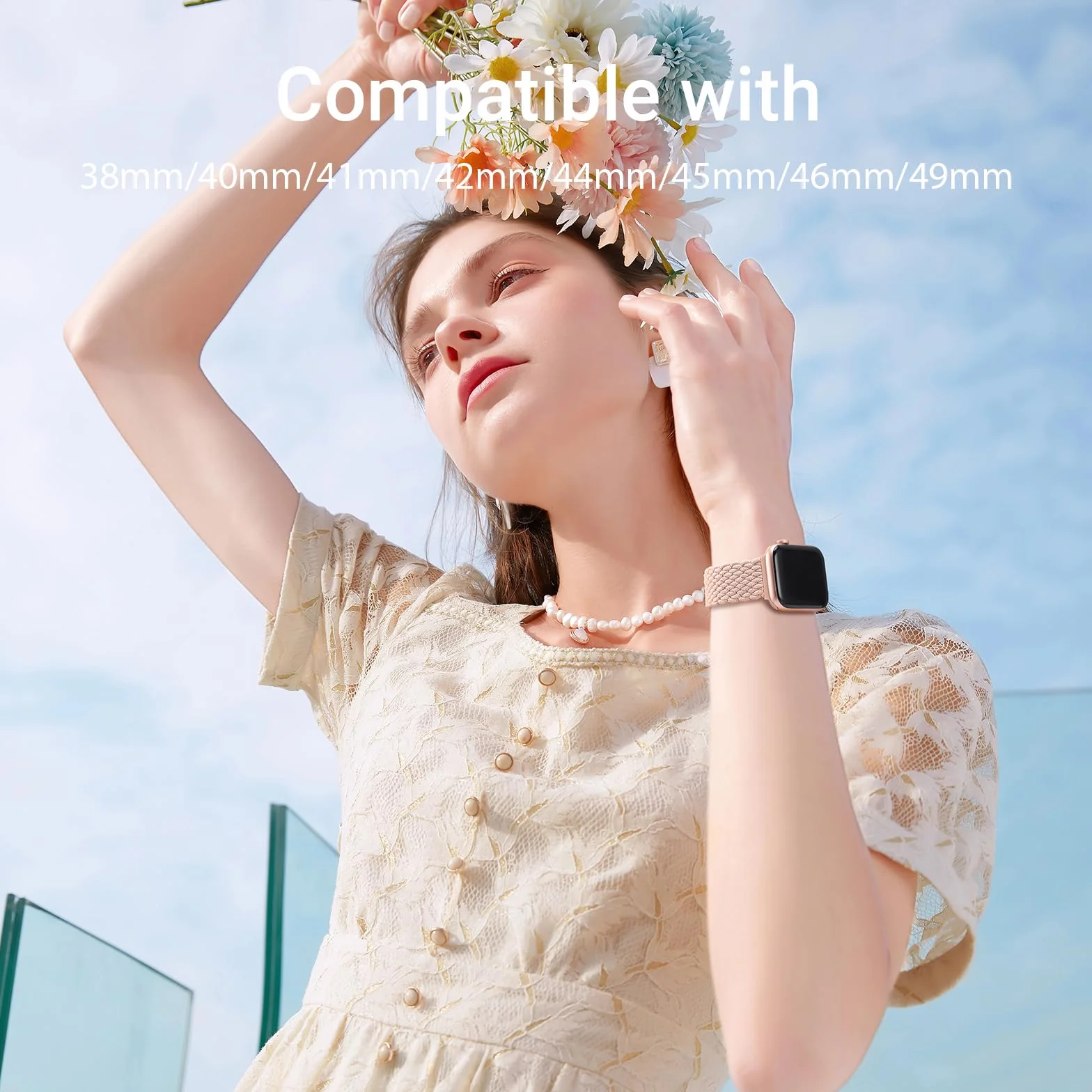 Pleciony pasek kompatybilny z paskami Apple Watch 38, 40 mm, 42 mm i iWatch SE serii 10, 9, 8, 7, 6, 5, 4, 3, 2, 1, elastyczny, z nylonu, dla mężczyzn i kobiet, z magnetycznym zapięciem