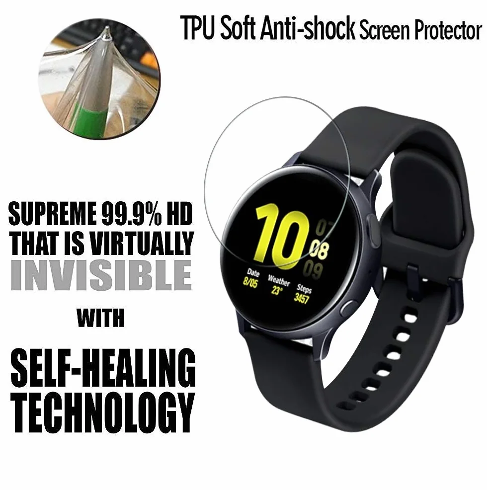 VGUARD Zestaw 6 sztuk osłon do Garmin Vivoactive 6 / Garmin Vivoactive 5 / Samsung Galaxy Watch Active 2 40 mm/Galaxy Watch Active, pełne pokrycie, przezroczysta folia ochronna HD