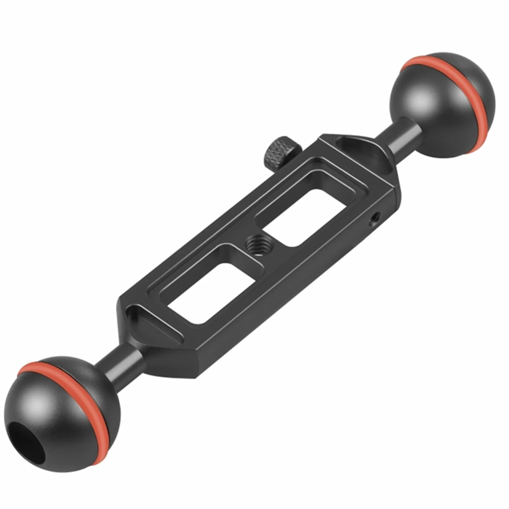 Kamera fotograficzna 20 cm 20 cm regulowana długość stojak do nurkowania stop aluminium podwójne kulki ramię z gwintem 1/4, średnica kulki: 25 mm (czarny)