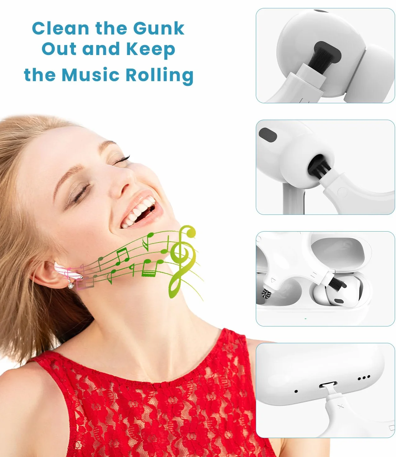 Nalezuns Zestaw do czyszczenia telefonu komórkowego, zestaw do czyszczenia Airpods, 4 w 1, zestaw do czyszczenia klawiatury, laptopa, tabletu, komputera, monitora PC, aparatu z rozpylaczem
