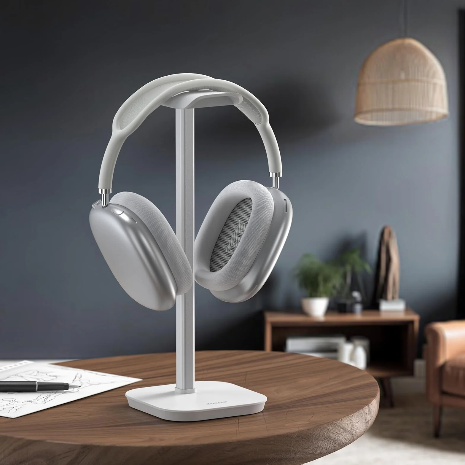 Uchwyt na słuchawki, stojak na słuchawki do wszystkich słuchawek Bluetooth z górnym uchem, uniwersalny uchwyt na słuchawki z ważoną podstawą + aluminiowa rurka, uchwyt na słuchawki gamingowe