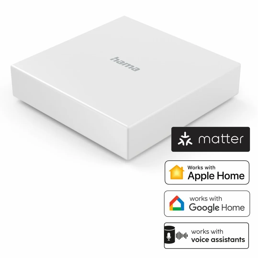 Hama Mostek Bridge WIFI ZIGBEE THREAD MATTER Centralka Smart Home, Kompaktowy, Zintegrowany Ekosystem, Kompatybilny z Alexa, Apple Home, Google Home, Zasilany przez USB-C