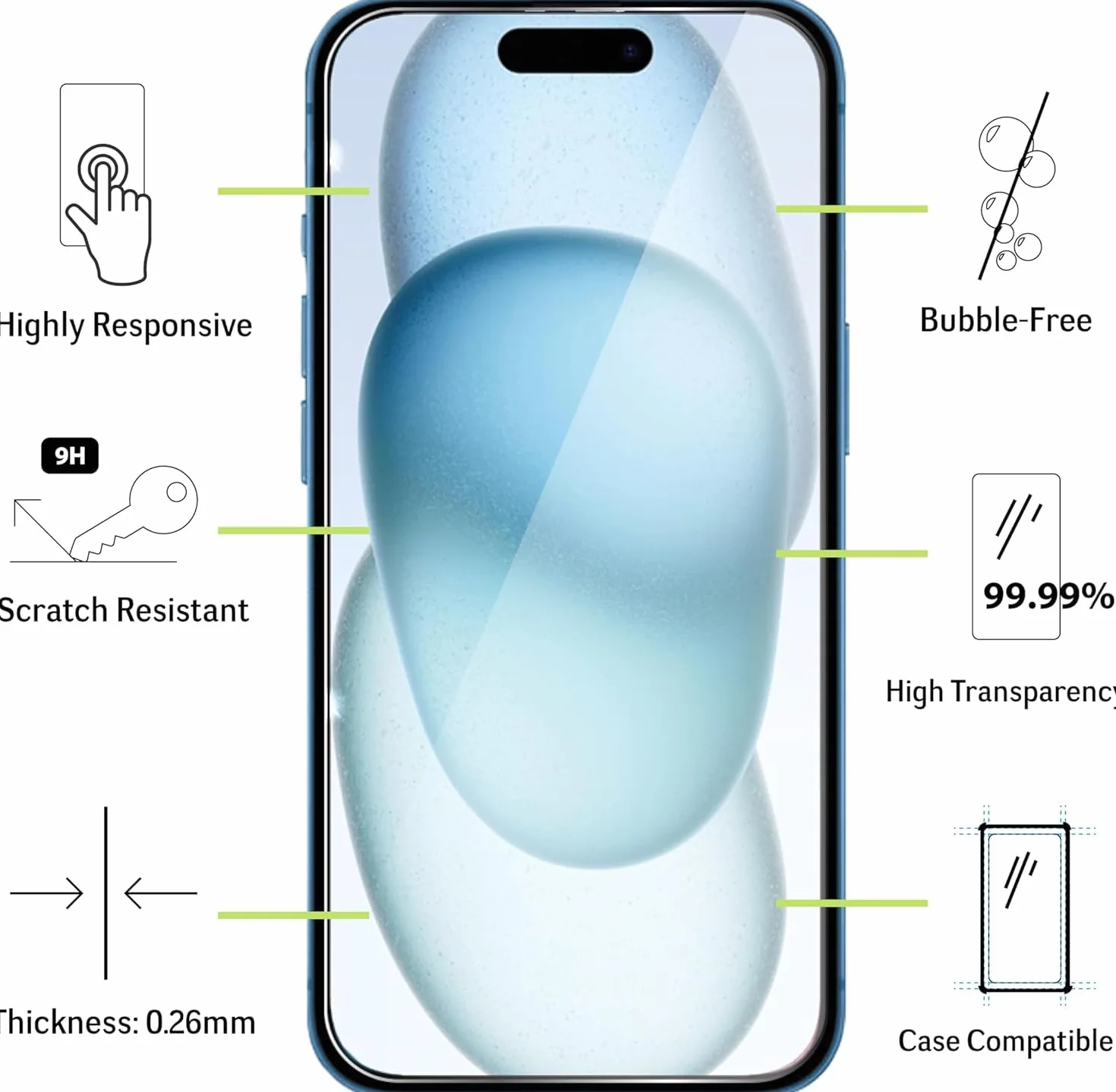 Ochraniacz ekranu do iPhone 15 / iPhone 15 Pro [2 sztuki] szkło hartowane na ekranu, screen protector ochronne ekran