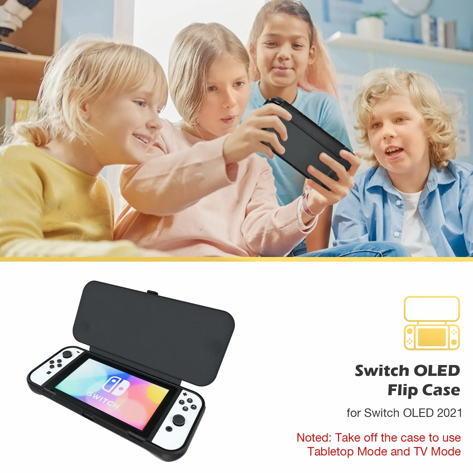 ProCase Składane etui ochronne + (2 sztuki) ochrona wyświetlacza do Nintendo Switch (model OLED), miękkie, cienkie etui z tworzywa TPU, odporne na uderzenia + 2 folie ochronne na wyświetlacz ze szkła