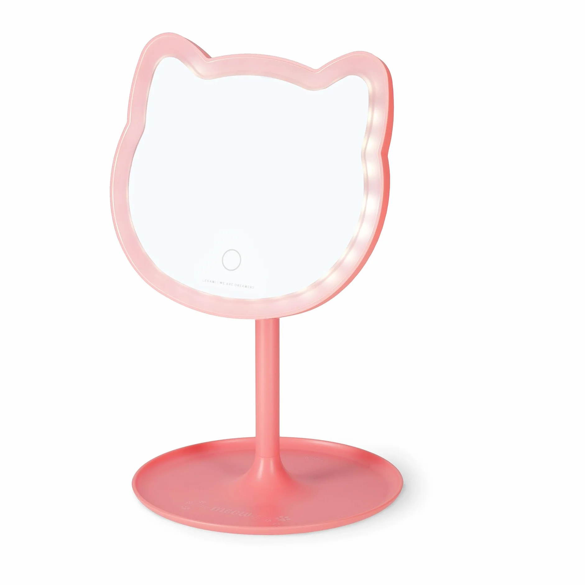 Legami - Lusterko do makijażu ze światłem - You Look Purrfect! - Lusterko do makijażu w kształcie kota, regulowana jasność i nachylenie, podwójne zasilanie USB lub baterie, do makijażu