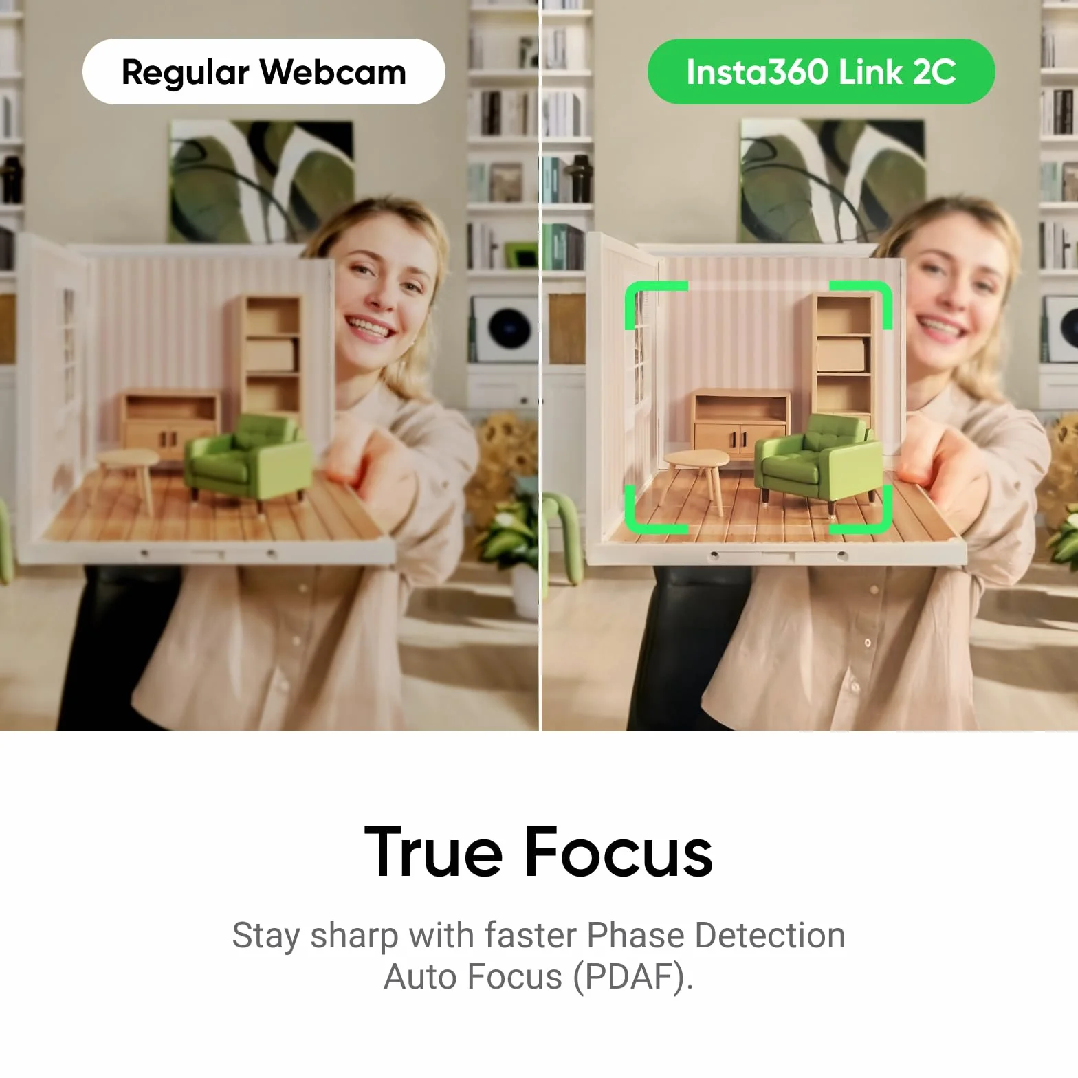 Insta360 Link 2C - kamera internetowa 4K do komputerów PC/Mac, czujnik 1/2", automatyczne kadrowanie, HDR, mikrofon z redukcją szumów AI, sterowanie gestami do przesyłania strumieniowego, połączeń