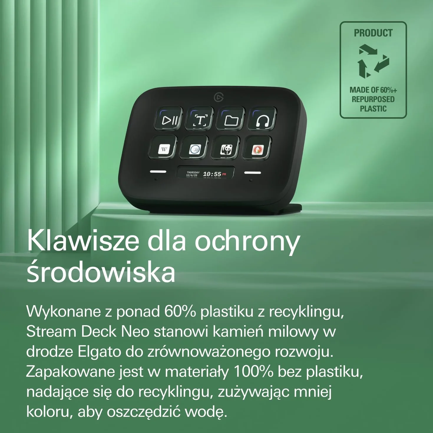 Elgato Stream Deck Neo Czarny 8 konfigurowalnych klawiszy 2 Touch Points Mac PC
