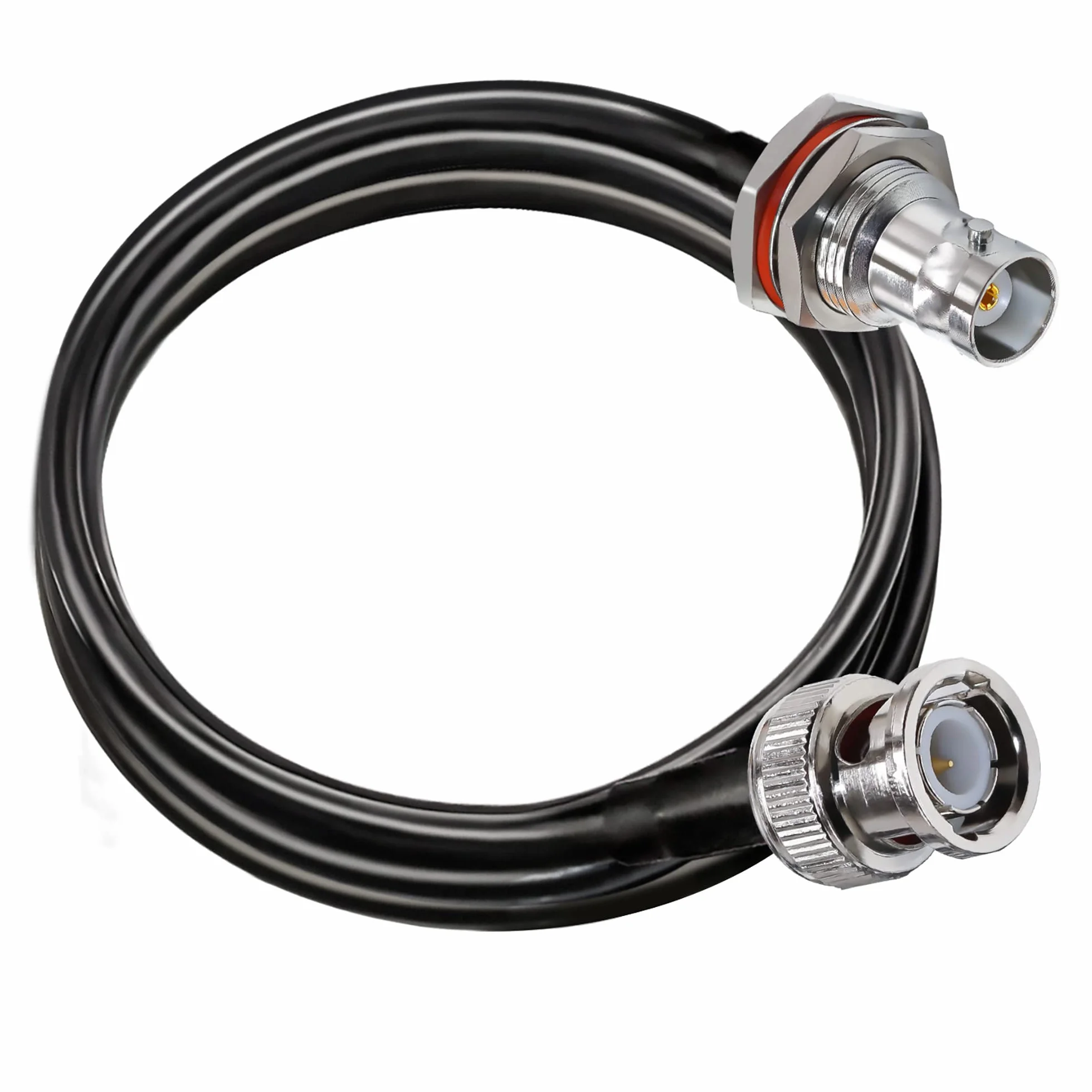 TUOLNK BNC Kabel połączeniowy RG58, wtyczka na gniazdo Bulkhead Low Loss CB, radiowy kabel koncentryczny 2 m, przedłużacz anteny Wifi, antena radiowa HAM, system CCTV, czarny, kabel BNC 6,6 FT