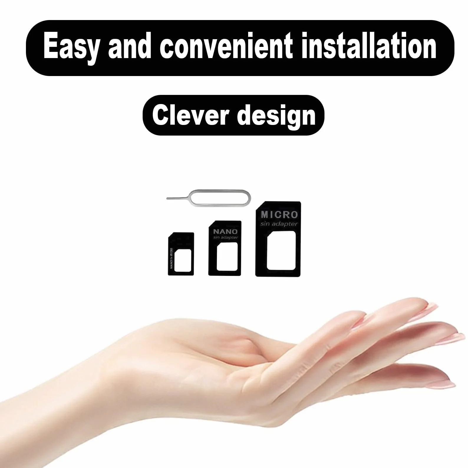 Adapter 3 w 1 nano SIM, kompletny zestaw adapterów do nano-SIM na kartę SIM, z igłą Sim Eject Pin, zestaw adapterów do smartfonów, telefonów komórkowych i tabletów