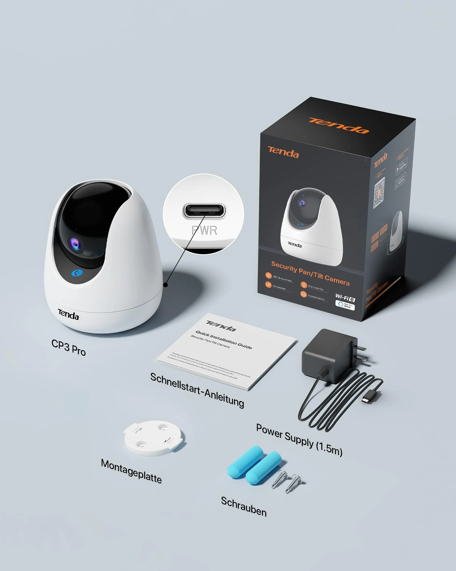 Kamera bezpieczeństwa wewnętrzna Tenda CP3 Pro V1.1, kamera 2K Wi-Fi z dwukierunkowym dźwiękiem, widzenie nocne, śledzenie osób, połączenia jednym kliknięciem, alarmy i powiadomienia push