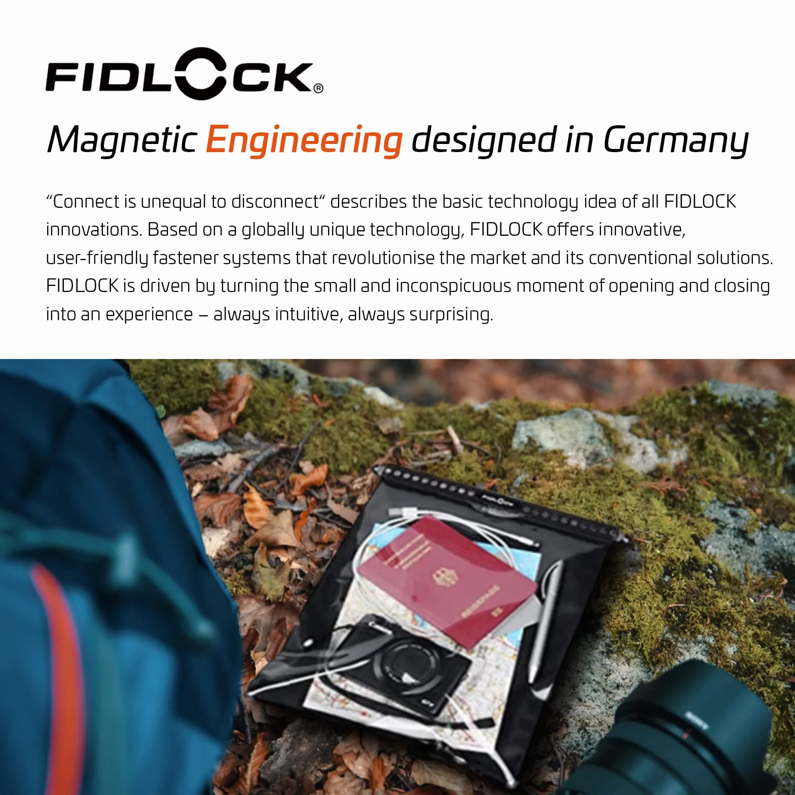 Fidlock Wasserdichte Schutzhülle Hermetic Dry Bag Medi, 148 x 203 x 9mm, Orange, D-11111A-F0000