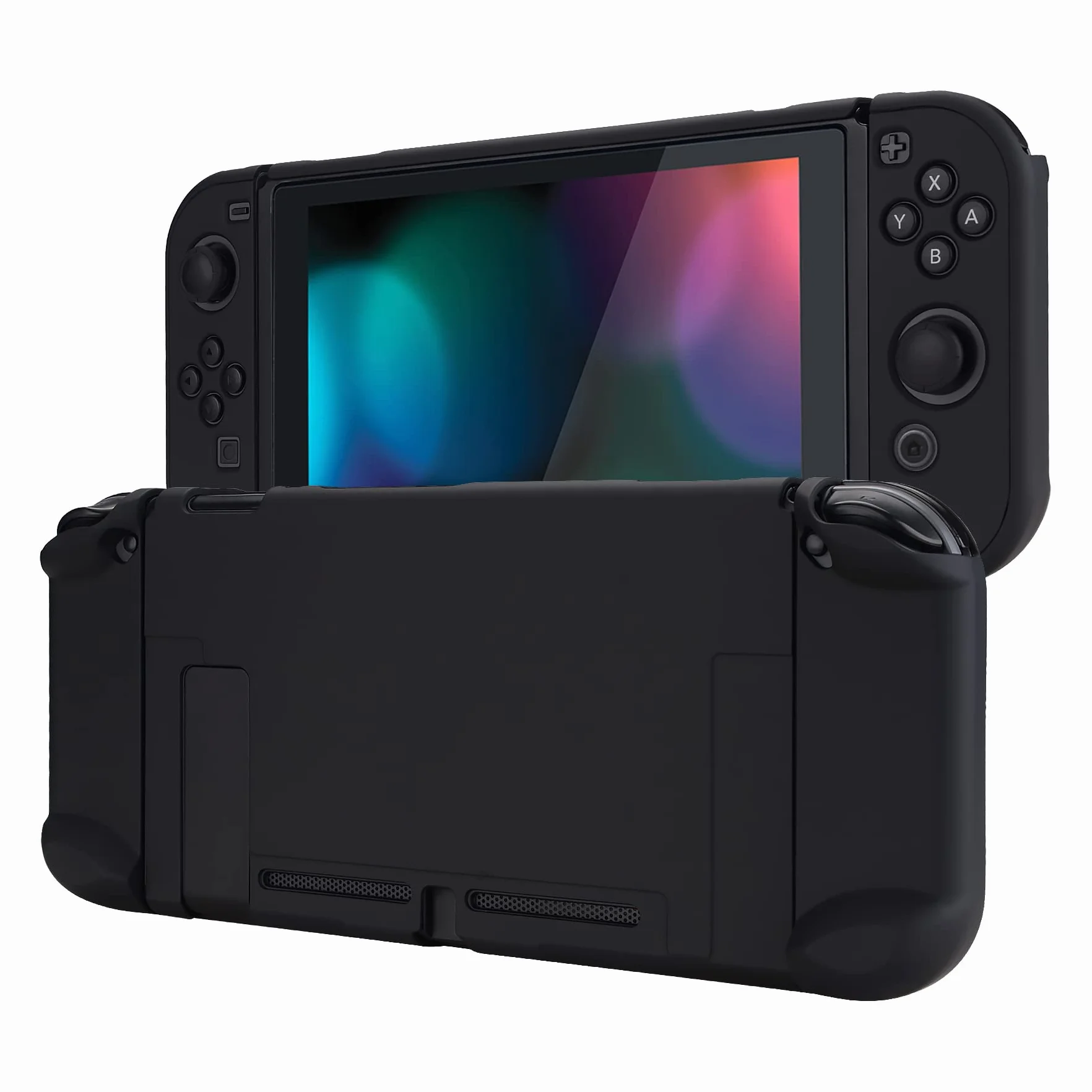 eXtremeRate PlayVital Etui Ochronny na Konsolę do Switch,NS Switch Joycon Odpinany Twardy Futerał Ochronny do Switch,Możliwość Dokowania Obudowa do Switch-Czarny