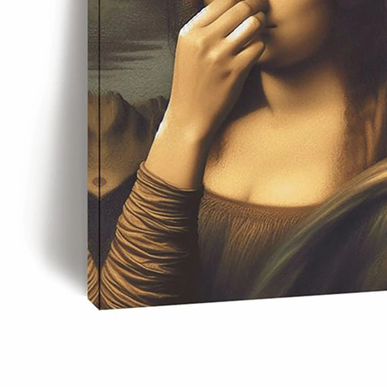 Plakat Mona Lisa z gestem od nosa do nosa 30x40 cm ironiczna dekoracja ścienna