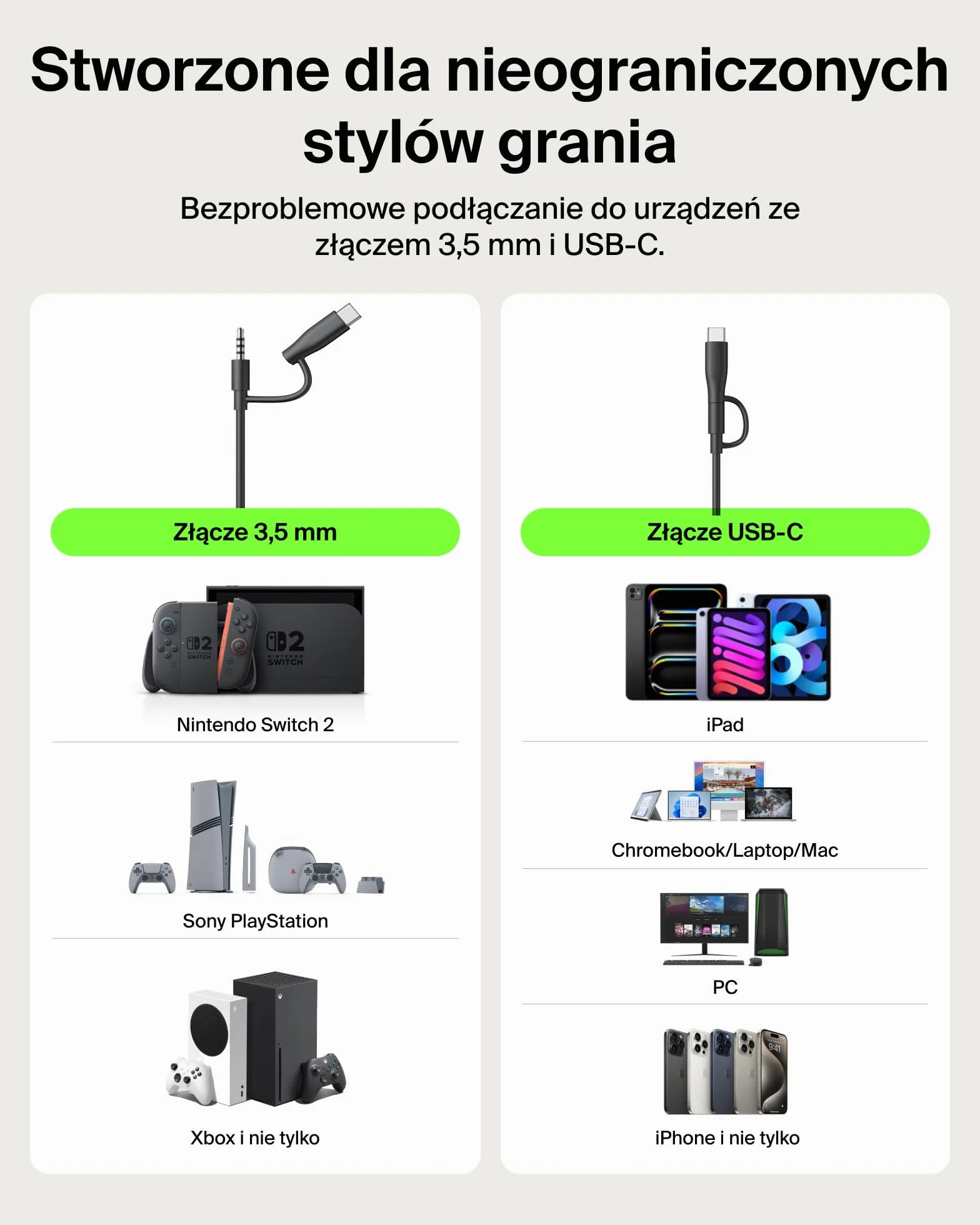 Belkin Gaming Inspire przewodowe słuchawki nauszne dla dzieci, przejściówka USB-C, mikrofon na wysięgniku, ograniczenie głośności 85 dB, zgodność z Nintendo Switch 2, idealne do podróży – czarne