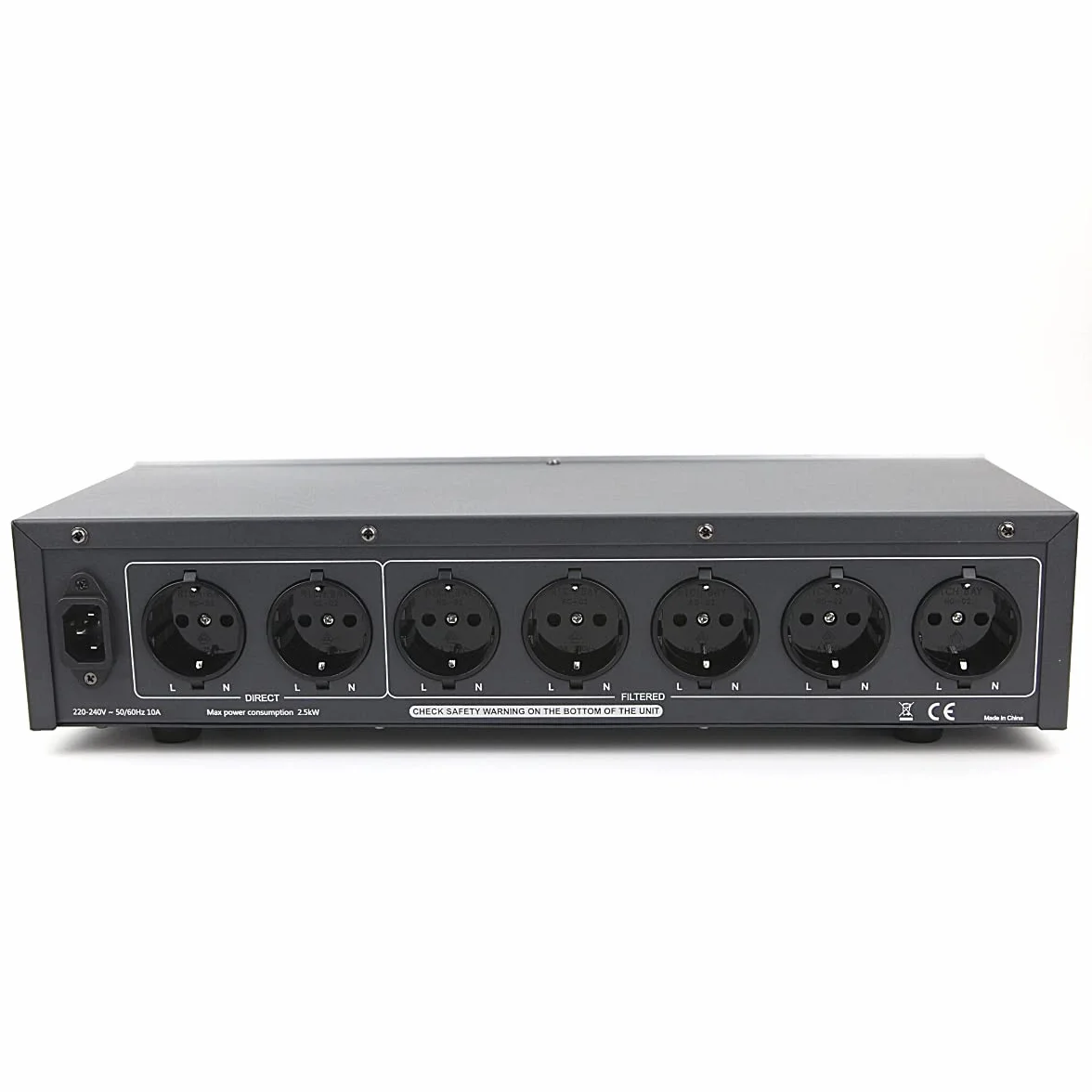 WAudio Filtr liniowy HiFi W-6000S 7 gniazd z miernikiem napięcia, ochroną przed przepięciami i światłem scenicznym (srebrny)