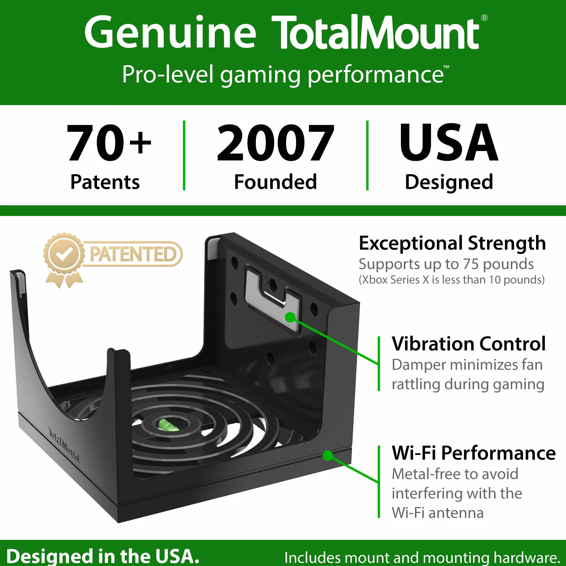 TotalMount Uchwyt ścienny dla Xbox Series X z poziomicą i systemem odprowadzania ciepła Uchwyt konsoli do montażu na ścianie