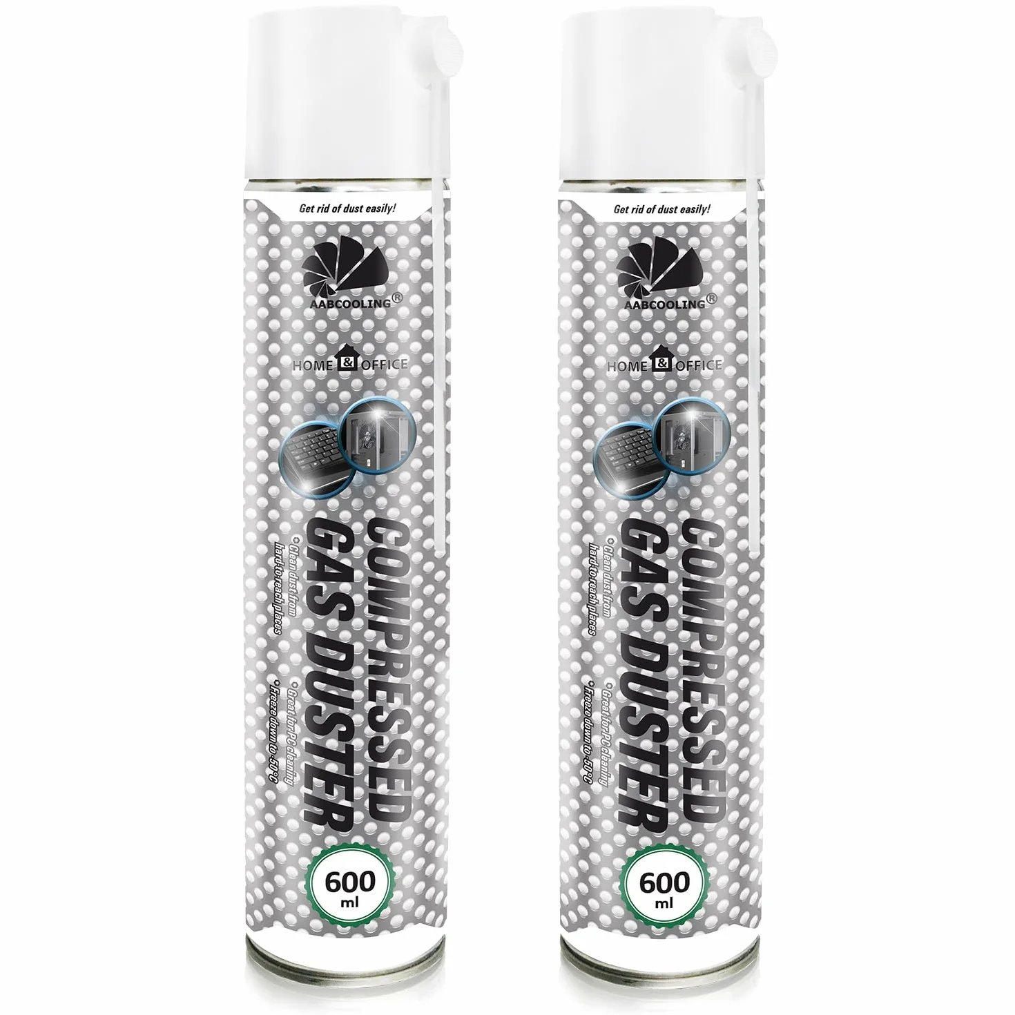 AABCOOLING Home&Office 2x 600ml Compressed Air – Sprężone Powietrze, Dmuchawa do Kurzu, Czyszczenie Komputera, Do domu i biura, Klawiatury, Laptopa, PC, Urządzenia Biurowe, Puszka Aerozolowa, K1