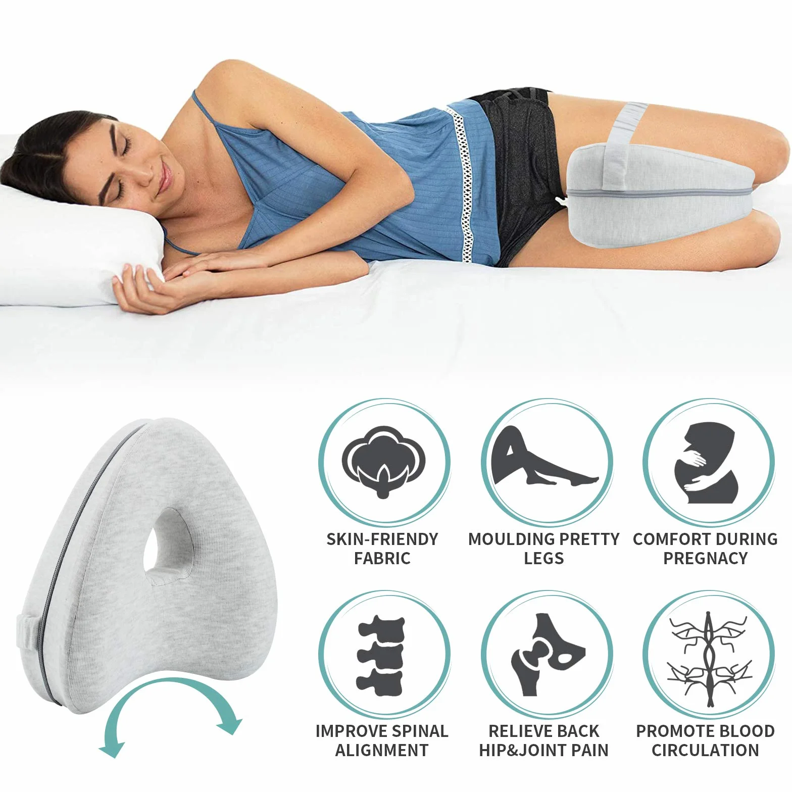 Ergonomiczna poduszka na nogę do kolan z pianki memory do spania na boku