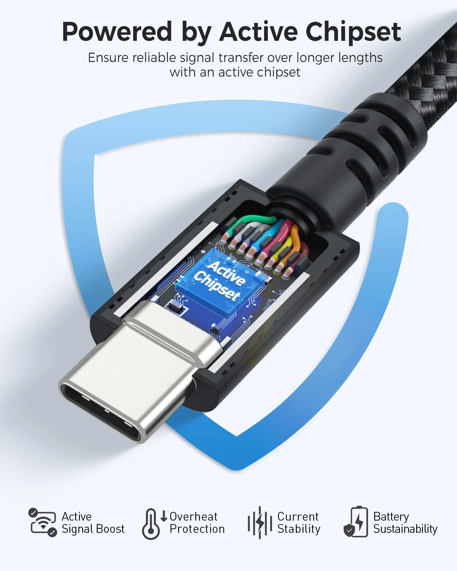 Cable Matters Pleciony kabel USB-C Thunderbolt 4 (40 Gb/s) z ładowaniem 100 W - 2 m
