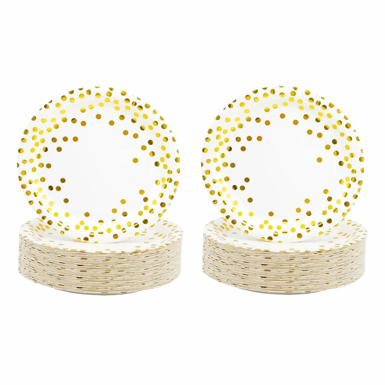 CEILIWEN Białe i złote talerze, papierowe talerze z białego złota, 18 cm, papierowe talerze imprezowe, złote talerze imprezowe, 100 sztuk (białe złoto, 100 szt.)