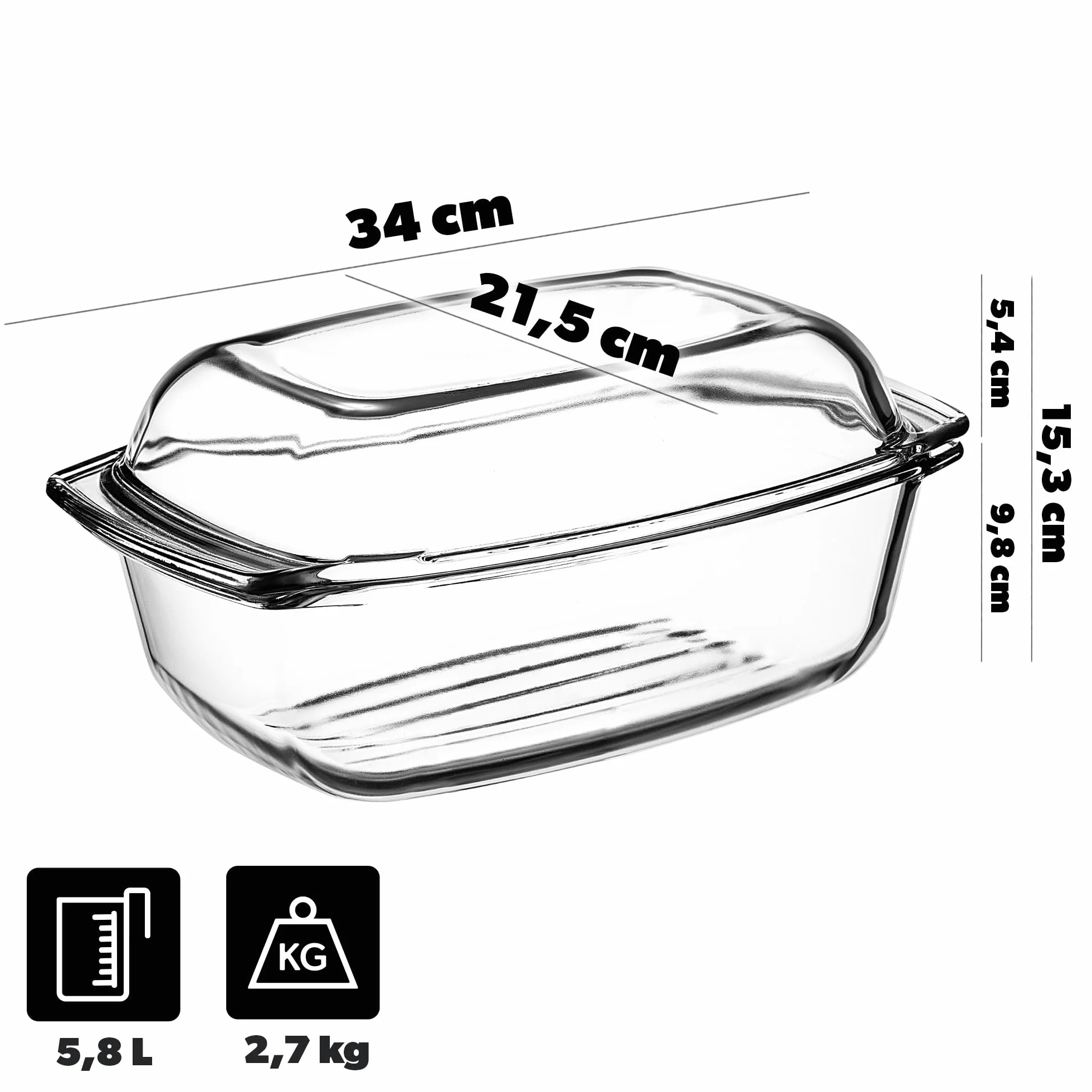 KADAX Naczynie żaroodporne 5,8 l szklane prostokątne do lasagne