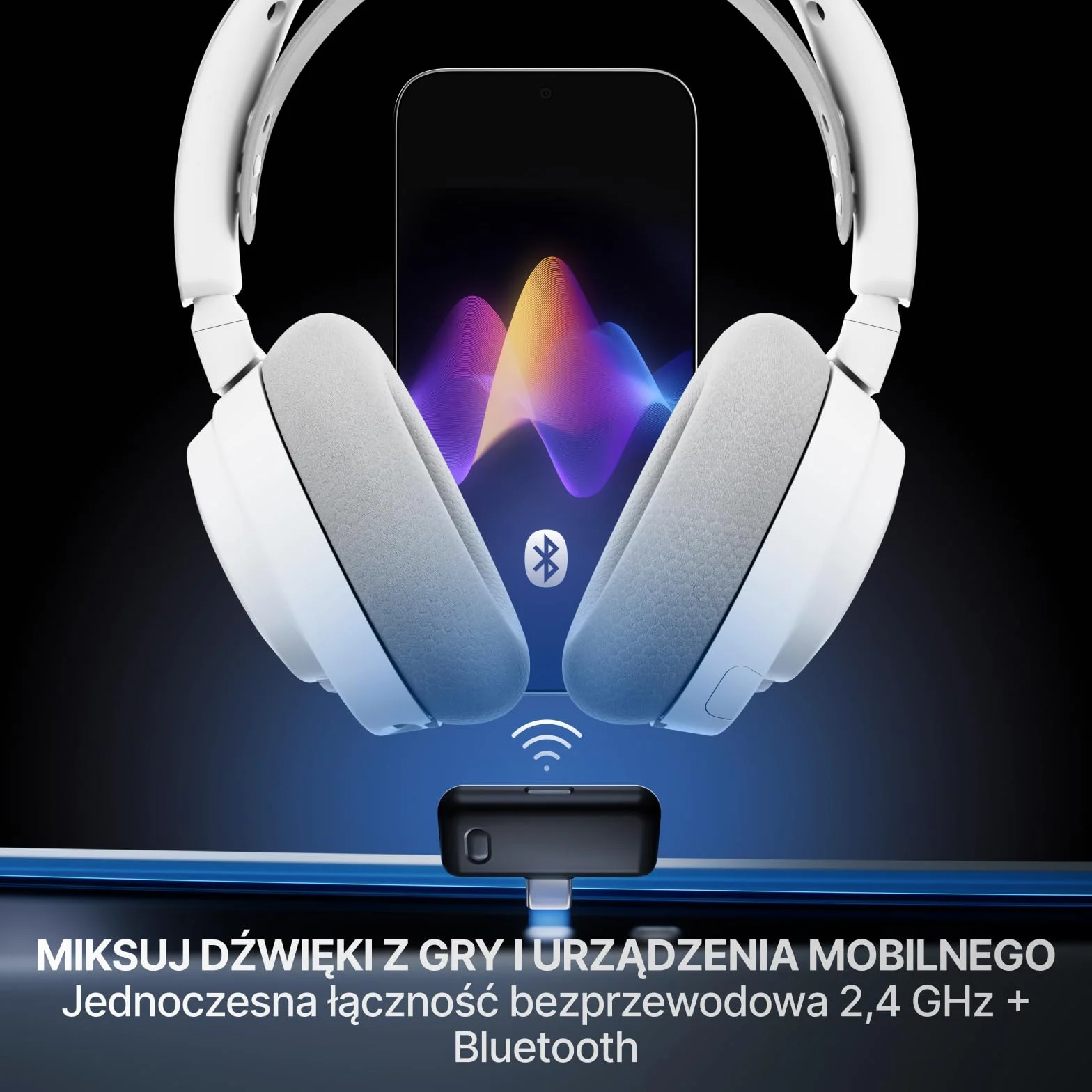 SteelSeries Arctis Nova 7 Wireless Gen 2 do gier, 50H, przetworniki neodymowe, 2,4 GHz/Bluetooth, PC, PS5, Switch