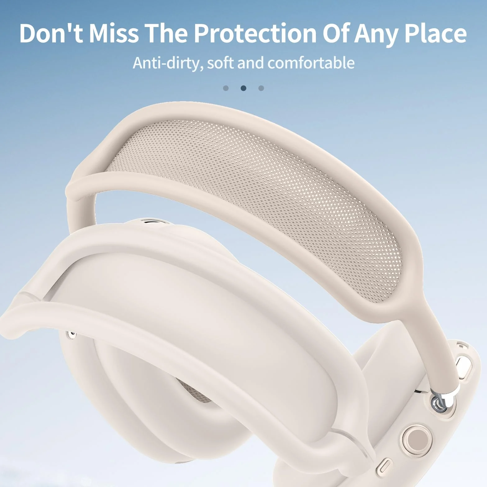 Fintie Silikonowe etui na AirPods MAX 2 (2026) i AirPods MAX Silikonowe etui 3 w 1, Odporne na zarysowania nauszniki AirPods MAX, osłona na słuchawki i osłona opaski - światło gwiazdy