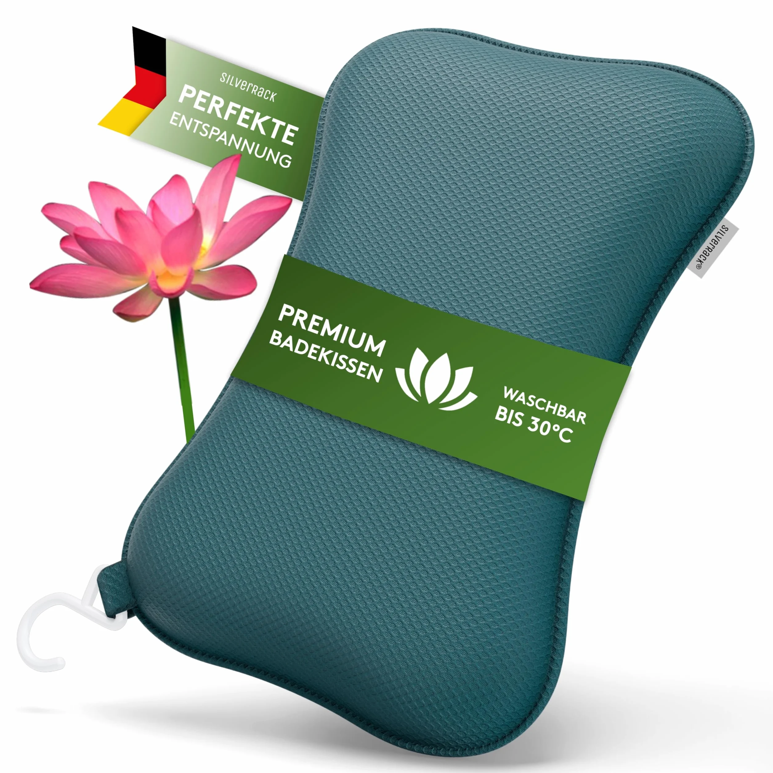 SilverRack Poduszka do wanny premium, kolor petrol – poduszka do wanny – poduszka do wanny z przyssawkami – poduszka pod kark i zagłówek z hydromasażem – akcesoria do wanny – Bath Pillow Spa